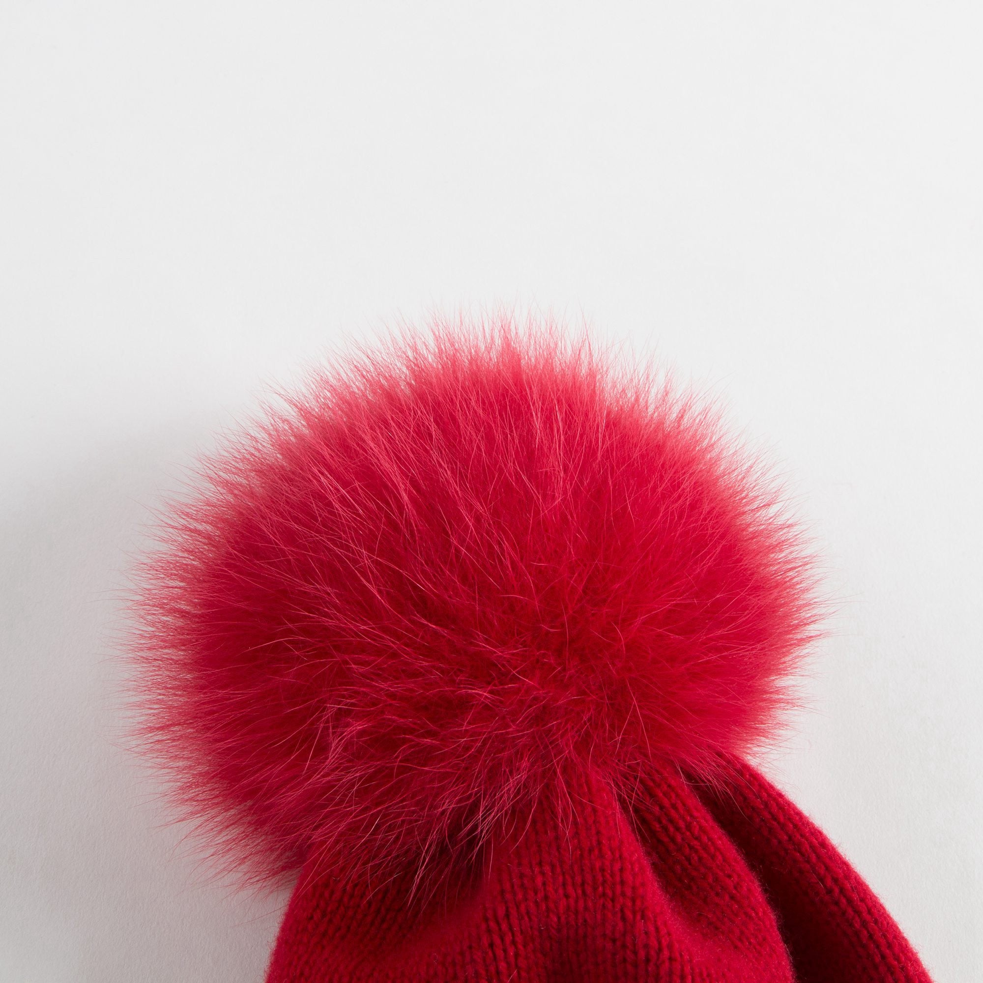 Girls Red Knitted Hat With Lace