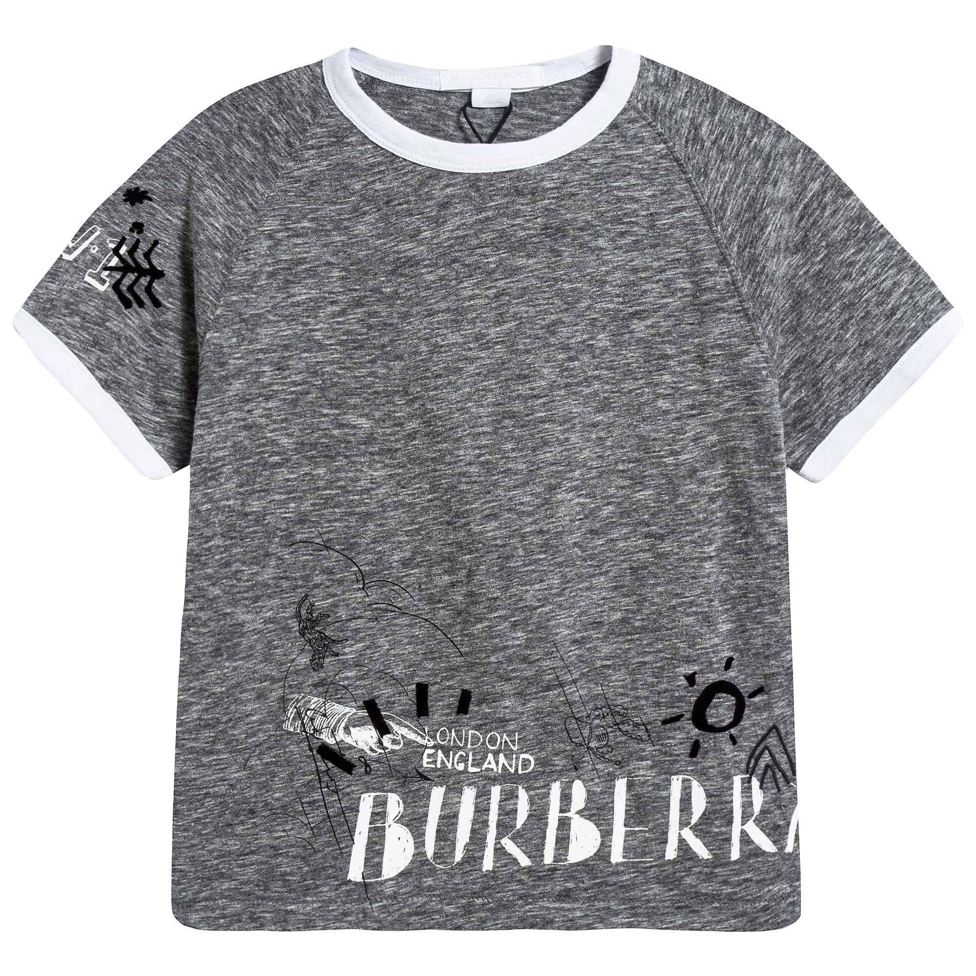 Boys Dark Grey Melange Cotton T-shirt