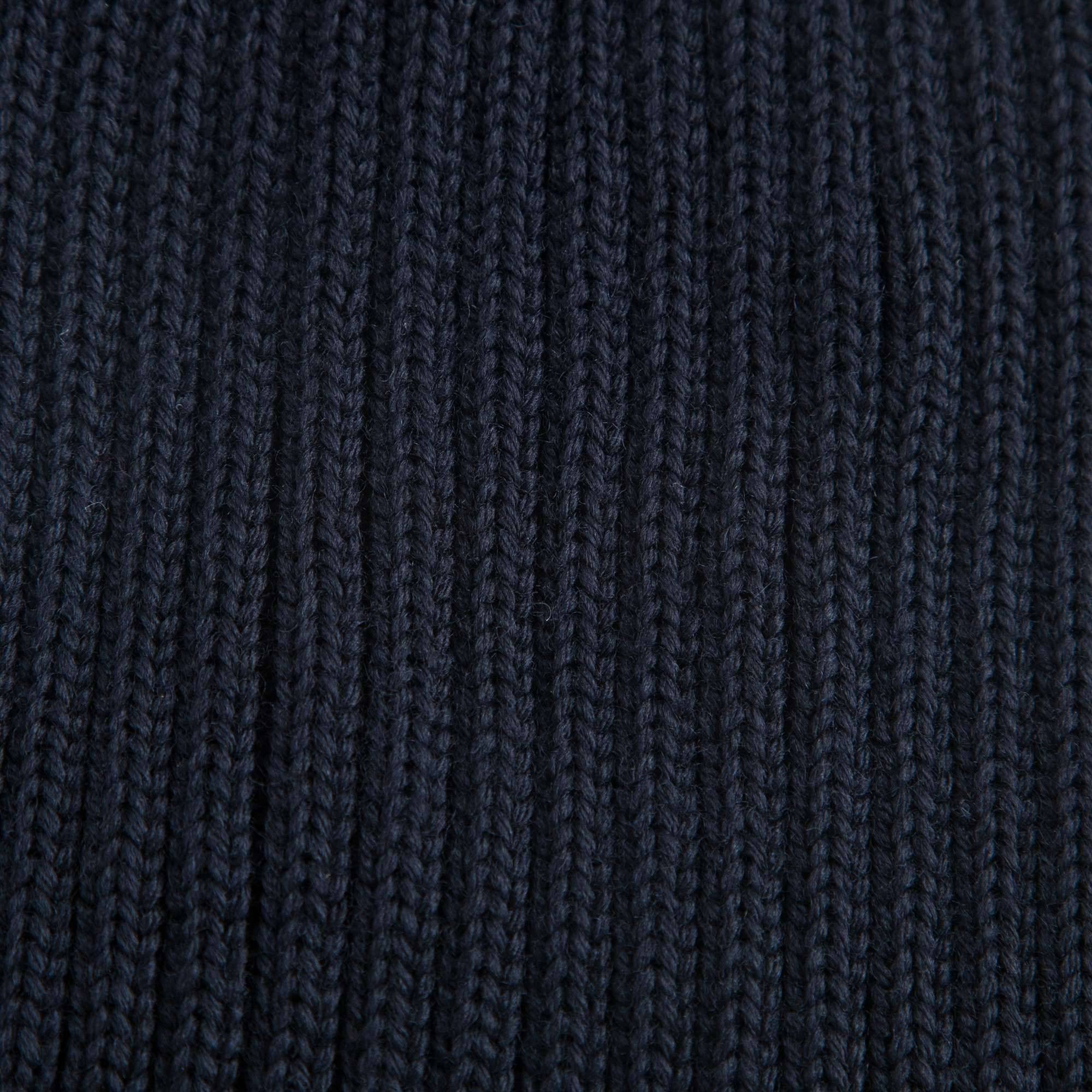 Boys & Girls Navy Blue Knitted Hat With Fur Pom-Pom Trim