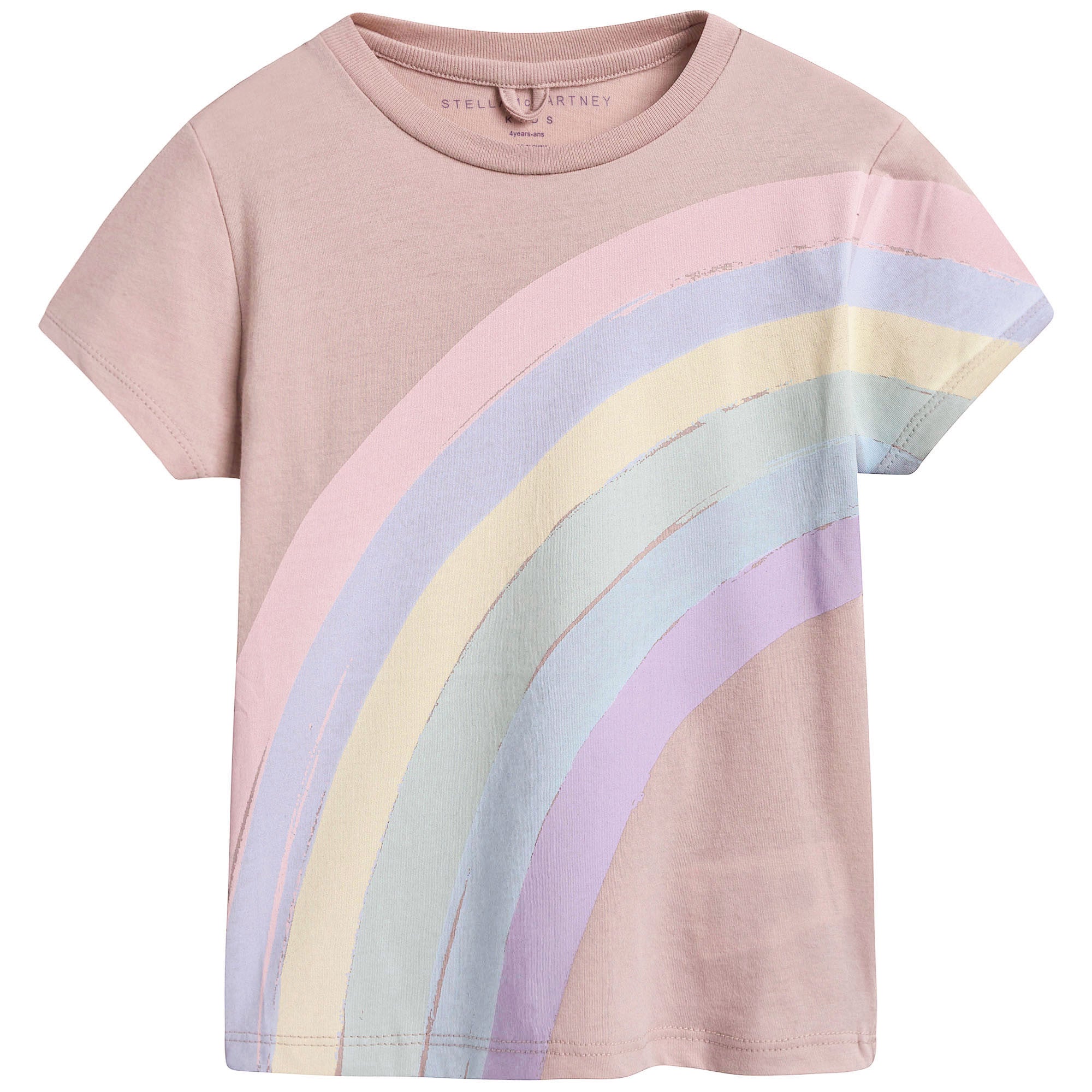 Girls Pink Rainbow Printed T-shirt