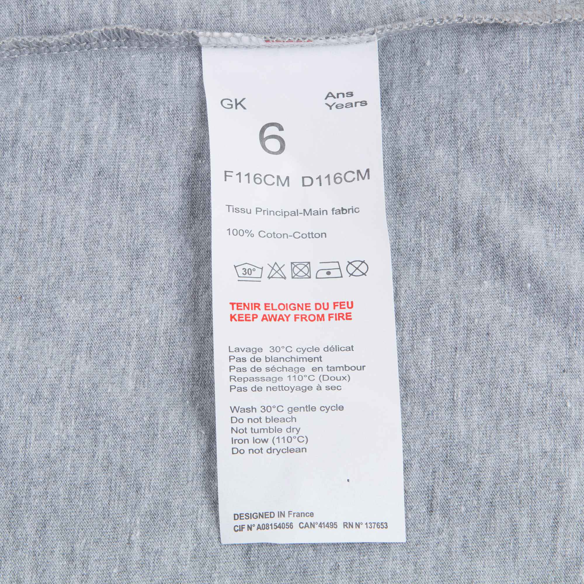 Girls Marl Grey Tiger Logo Cotton T-shirt