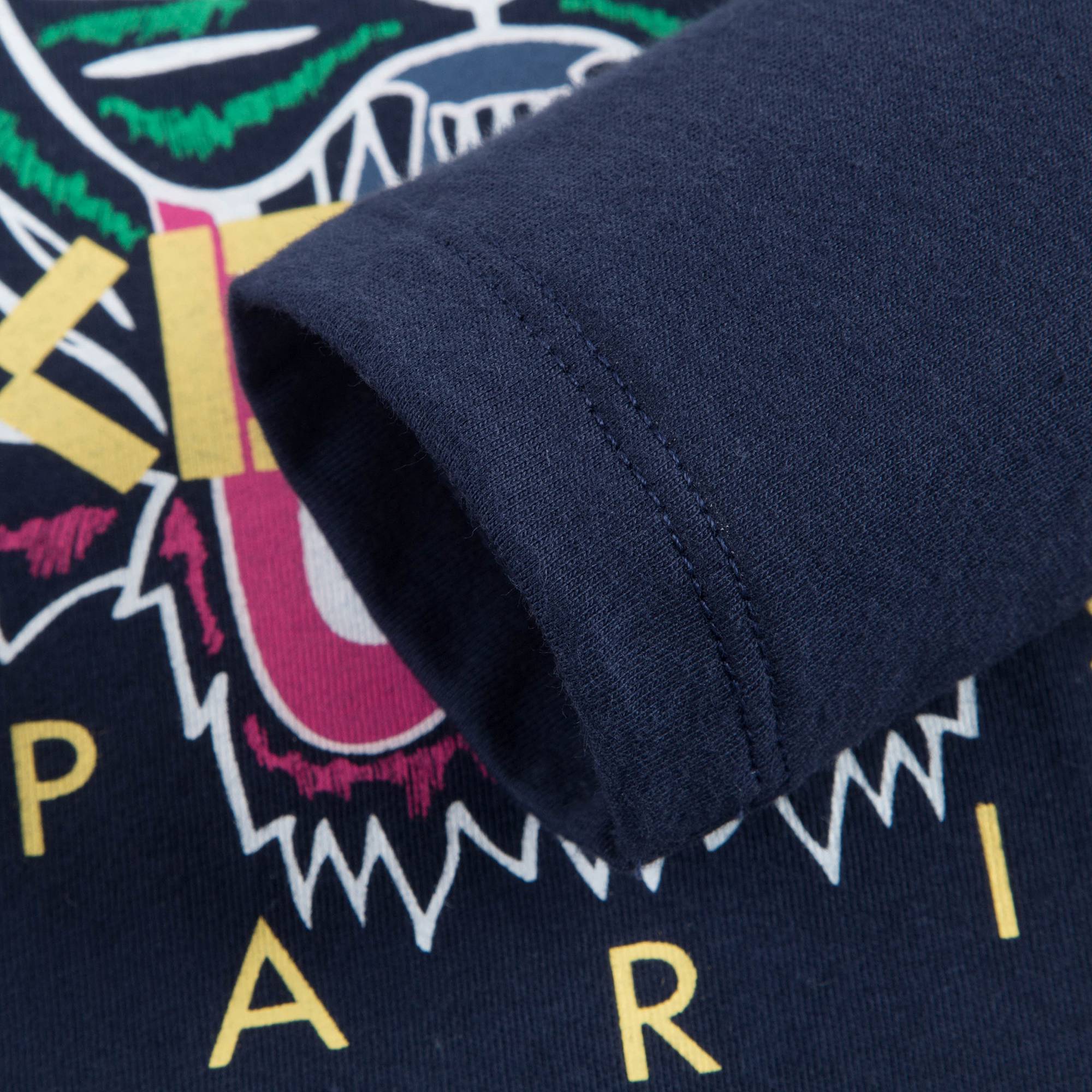 Girls Navy Tiger Logo Cotton T-shirt