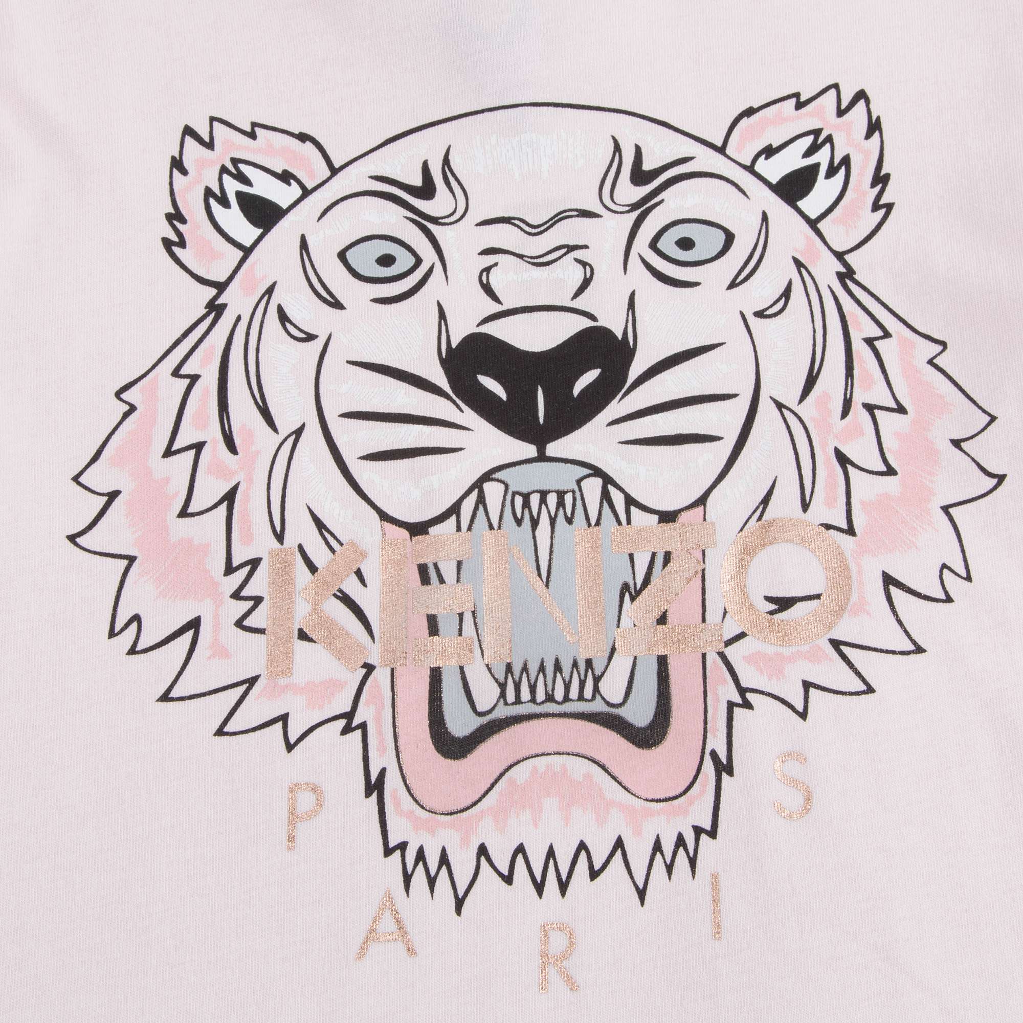 Girls Light Pink Tiger Cotton T-shirt