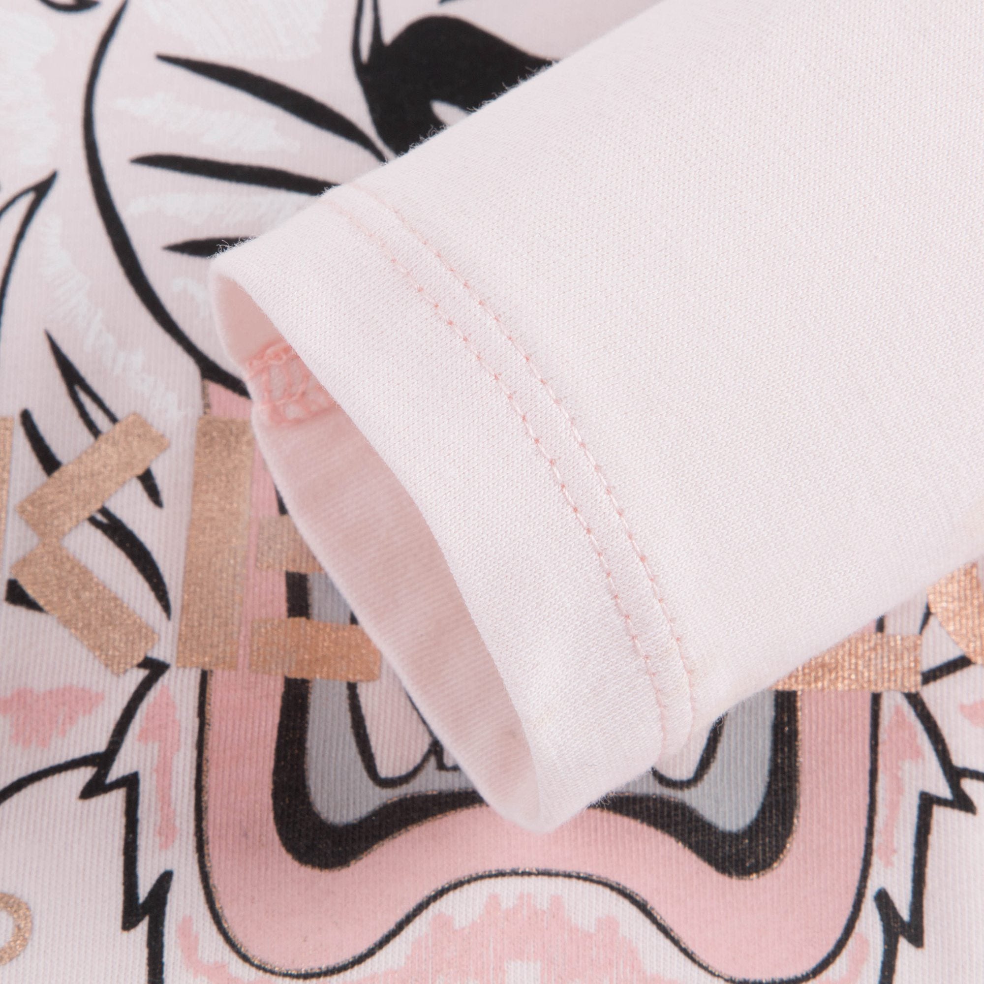 Girls Light Pink Tiger Cotton T-shirt