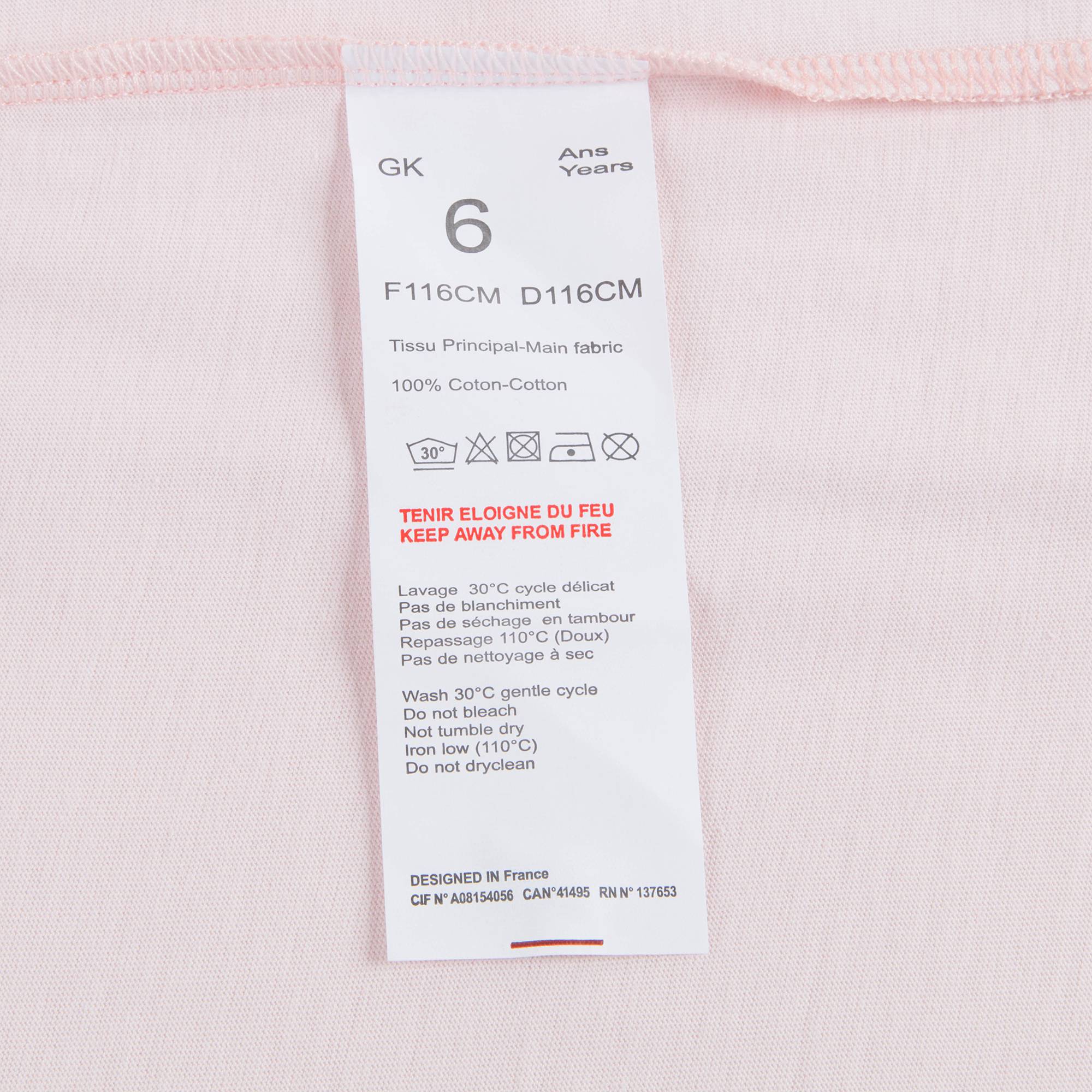 Girls Light Pink Tiger Cotton T-shirt