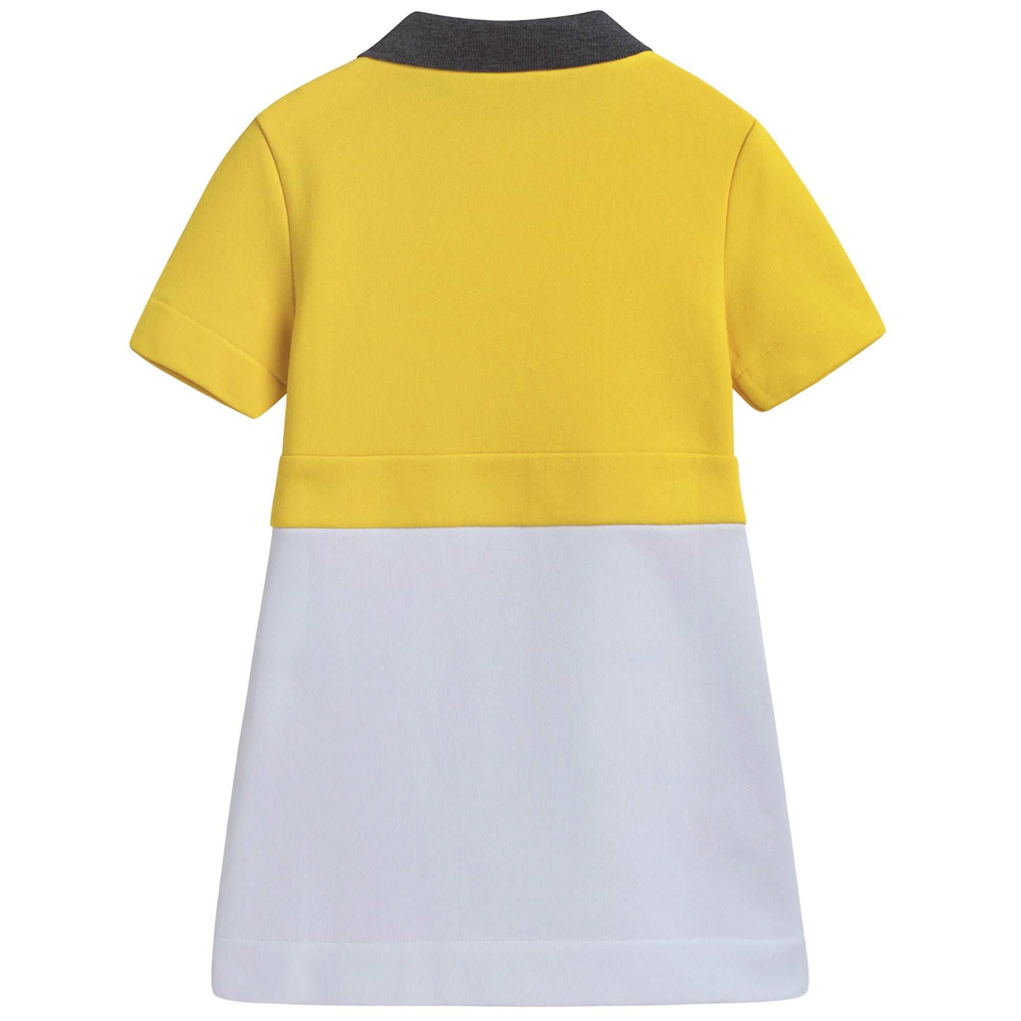 Girls Lemon Yellow Cotton Dress With Collar