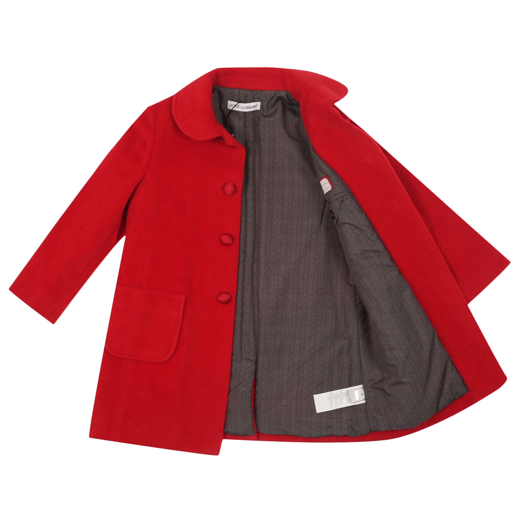 Girls Red Patch Pocket Trims Wool Coat - CÉMAROSE | Children's Fashion Store - 3