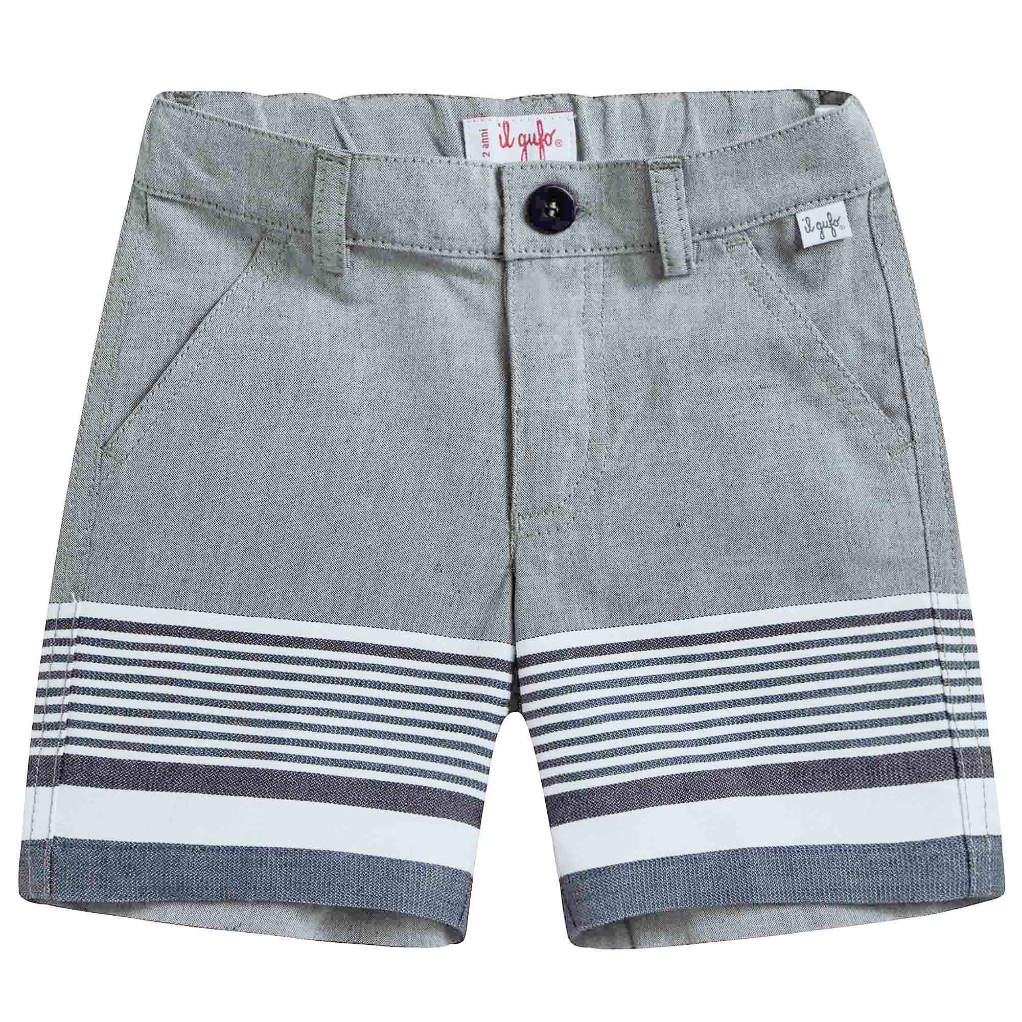Boys Grey  Shorts with Stripes At The Bottom