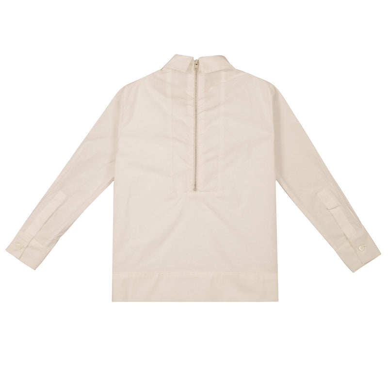 Girls Milk White Fancy Printed Trims Cotton Shirt - CÉMAROSE | Children's Fashion Store - 2