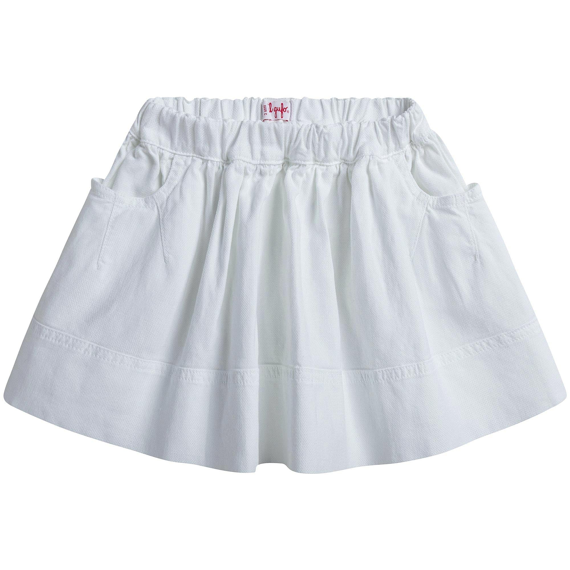 Girls White Cotton Skirt