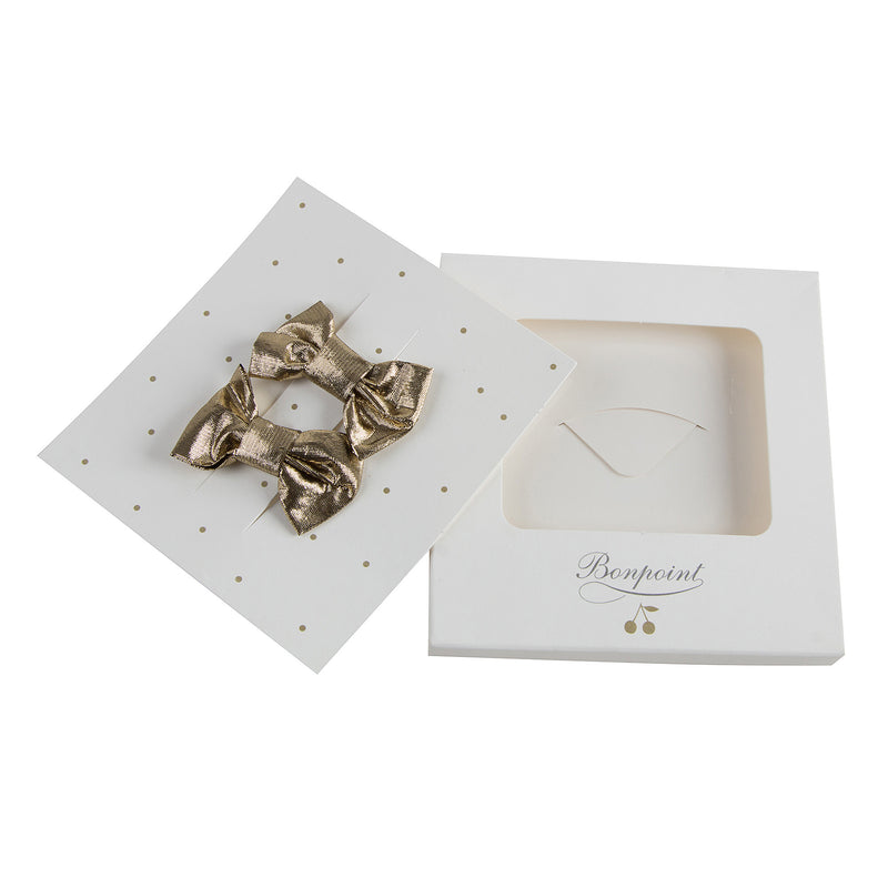 Girls Gold Bow Two Piece Hairclip - CÉMAROSE | Children's Fashion Store - 1