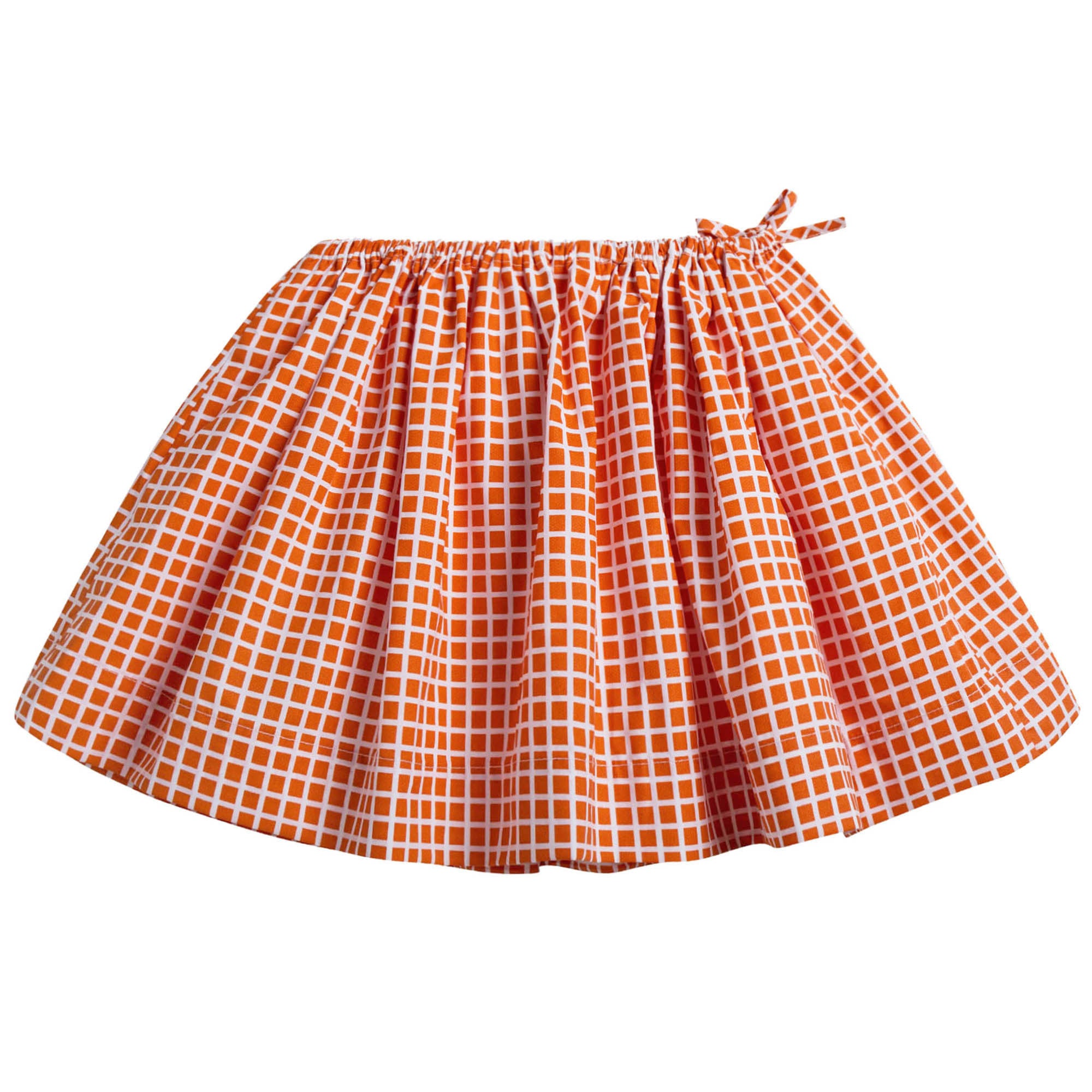 Girls Orange Checked Cotton Skirt