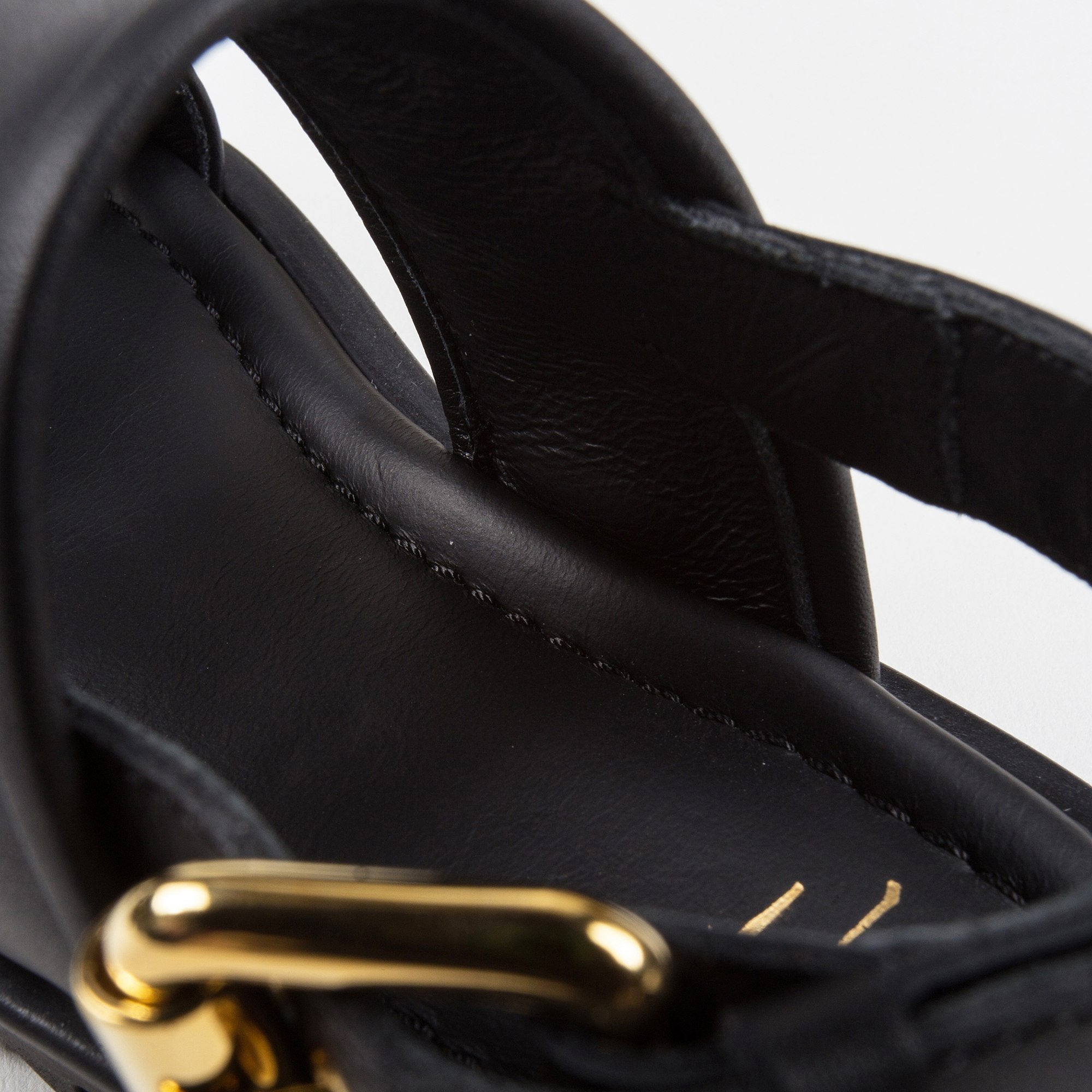 Girls & Boys Black Calf Leather Sandal