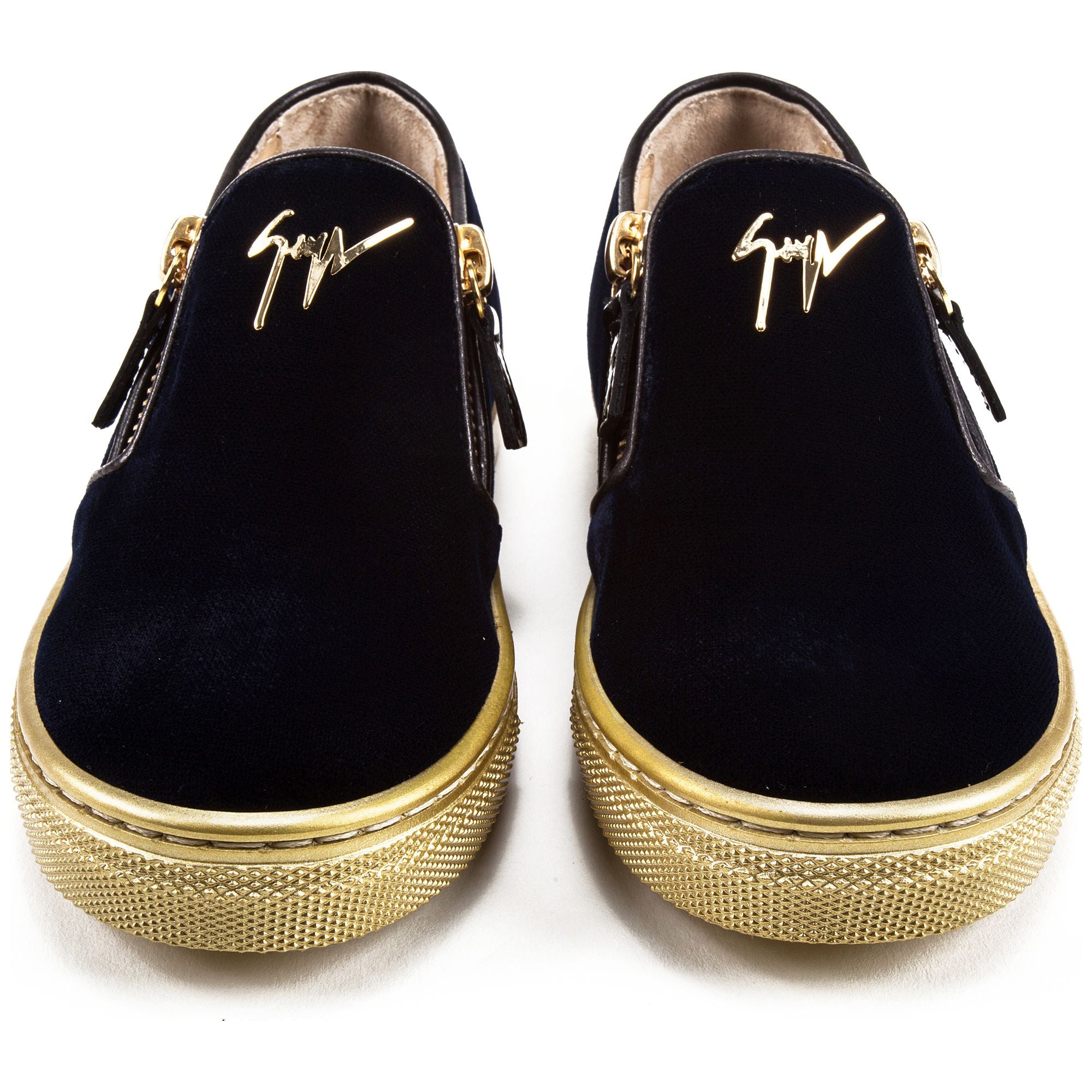 Girls & Boys Velvet Navy Velvet Logo Sneaker