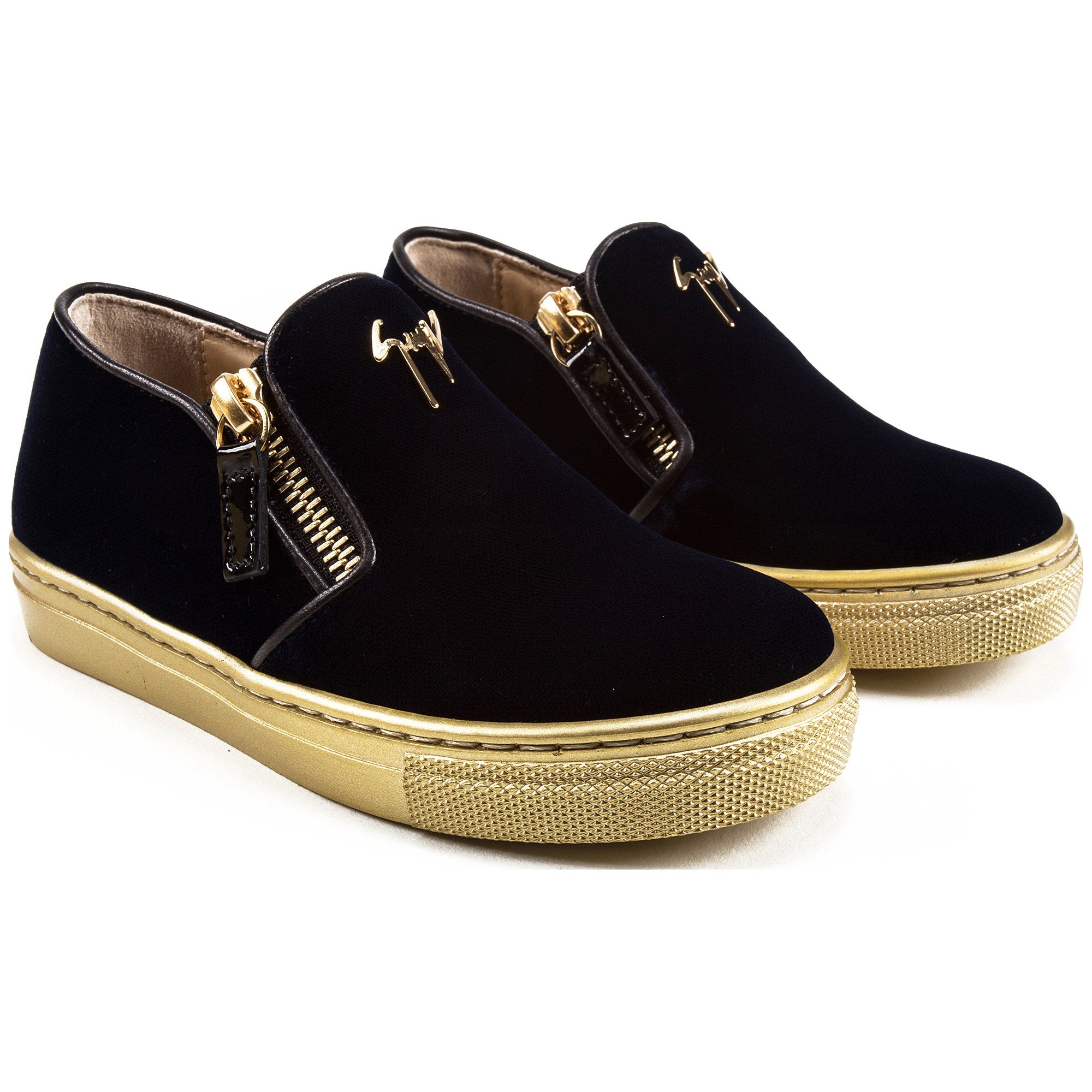 Baby Velvet Navy Velvet Logo Sneaker