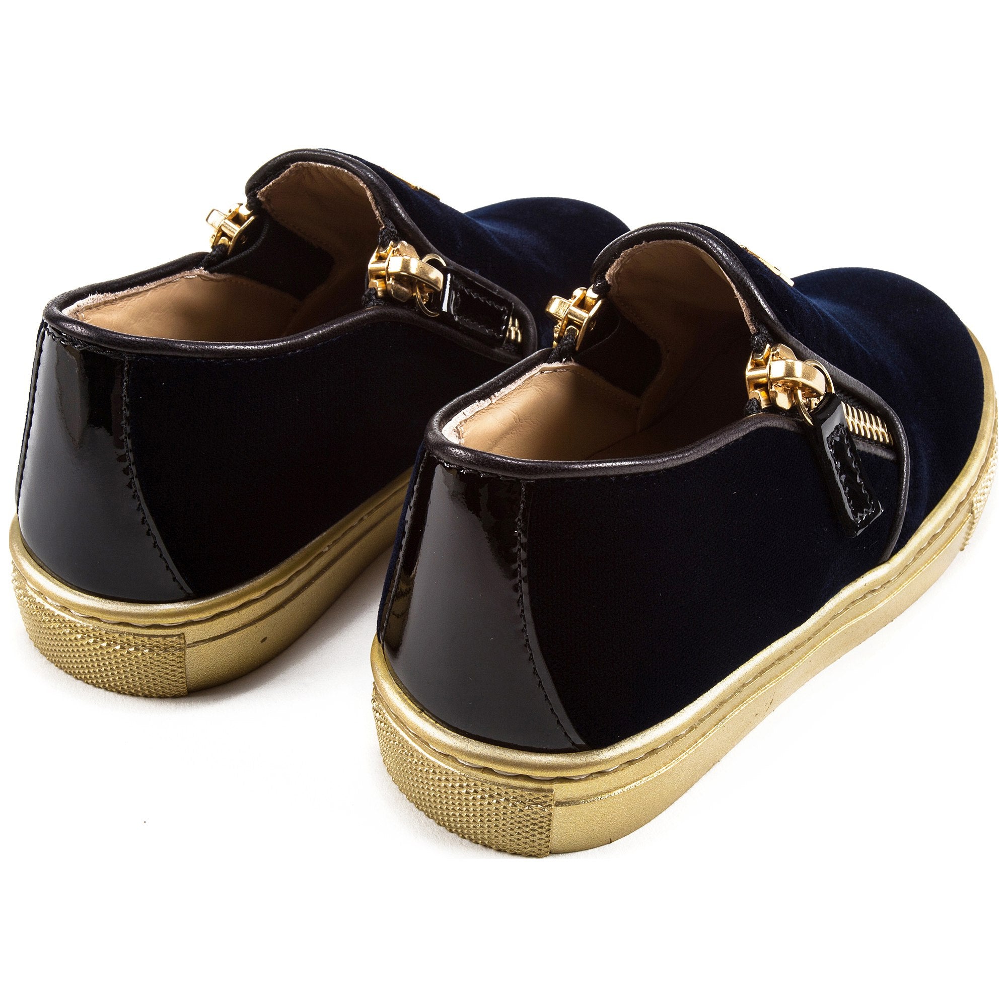 Girls & Boys Velvet Navy Velvet Logo Sneaker
