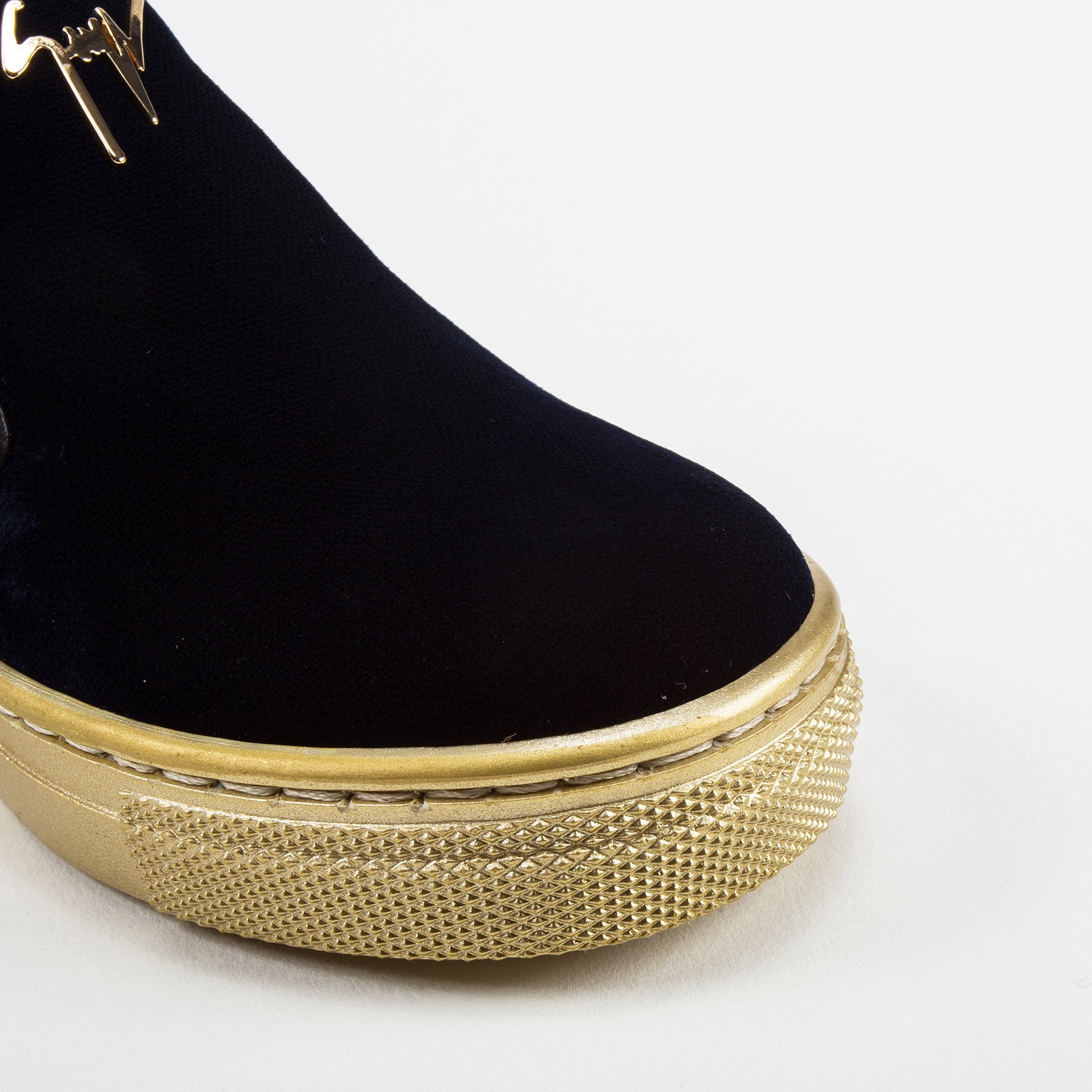 Baby Velvet Navy Velvet Logo Sneaker