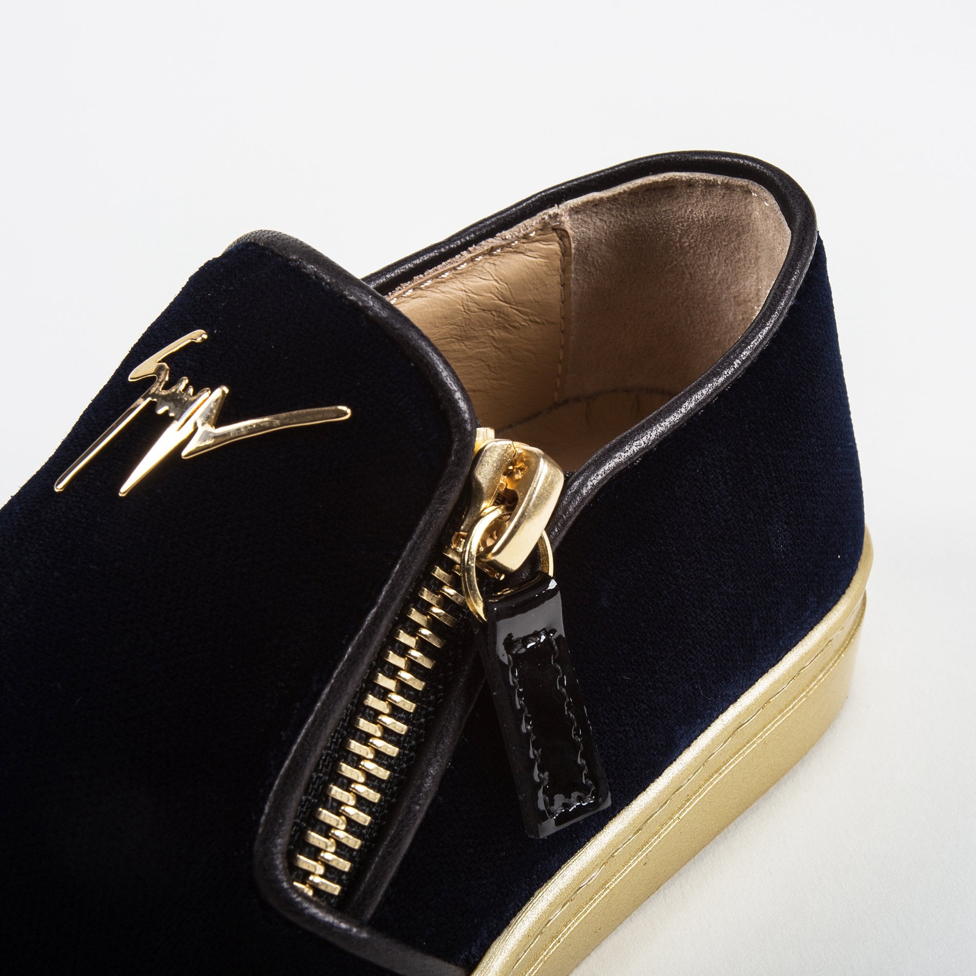 Girls & Boys Velvet Navy Velvet Logo Sneaker