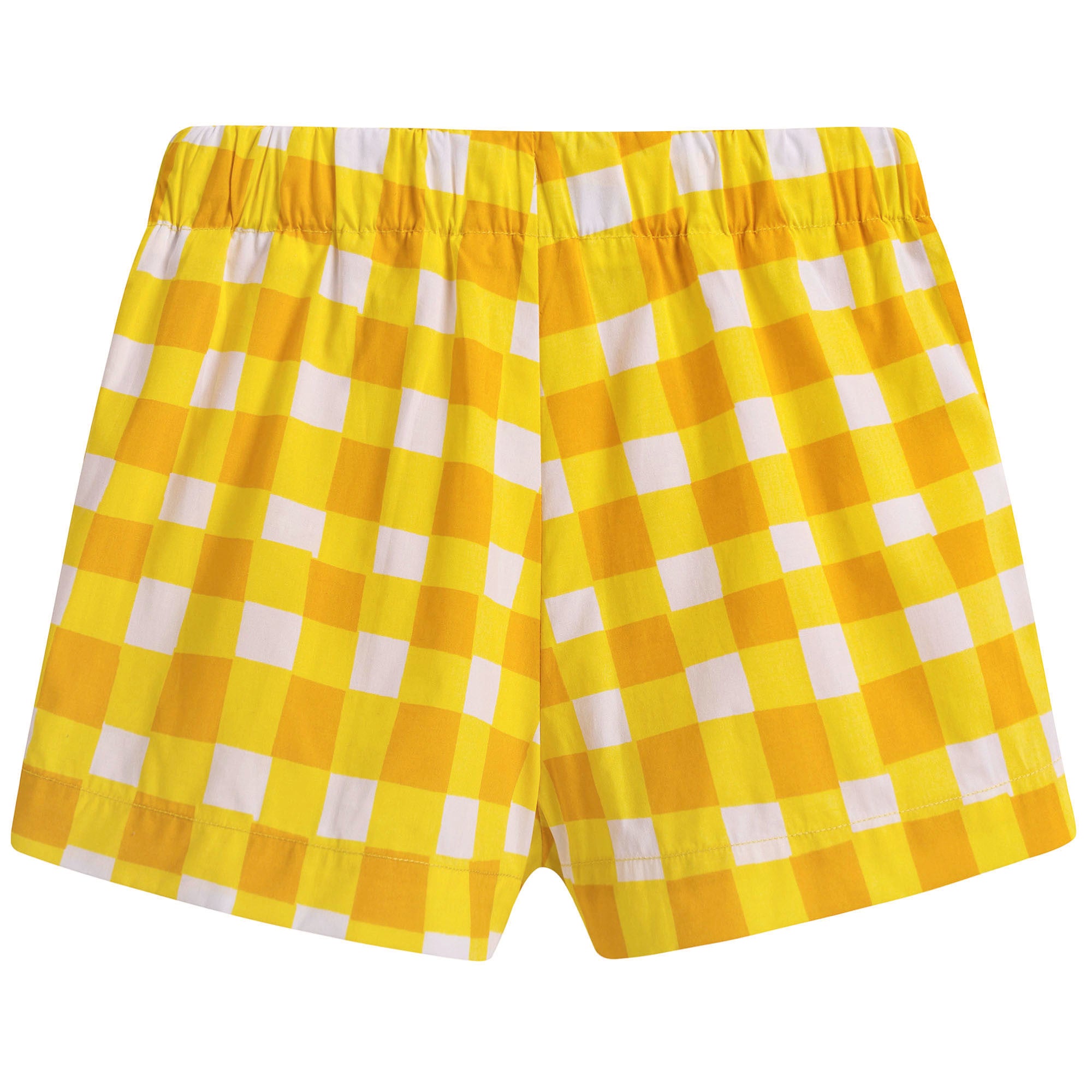Girls Yellow Checked Shorts
