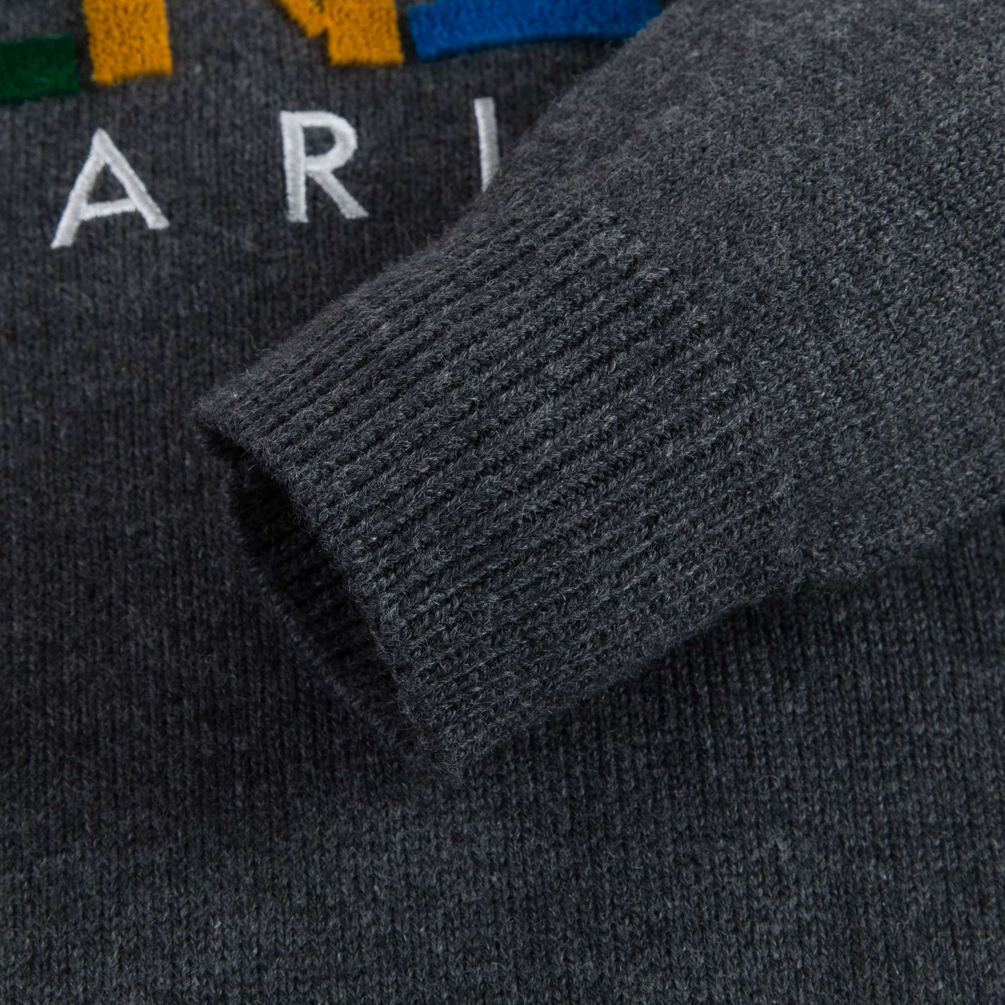 Boys Dark Marl Grey Logo Cotton Sweater
