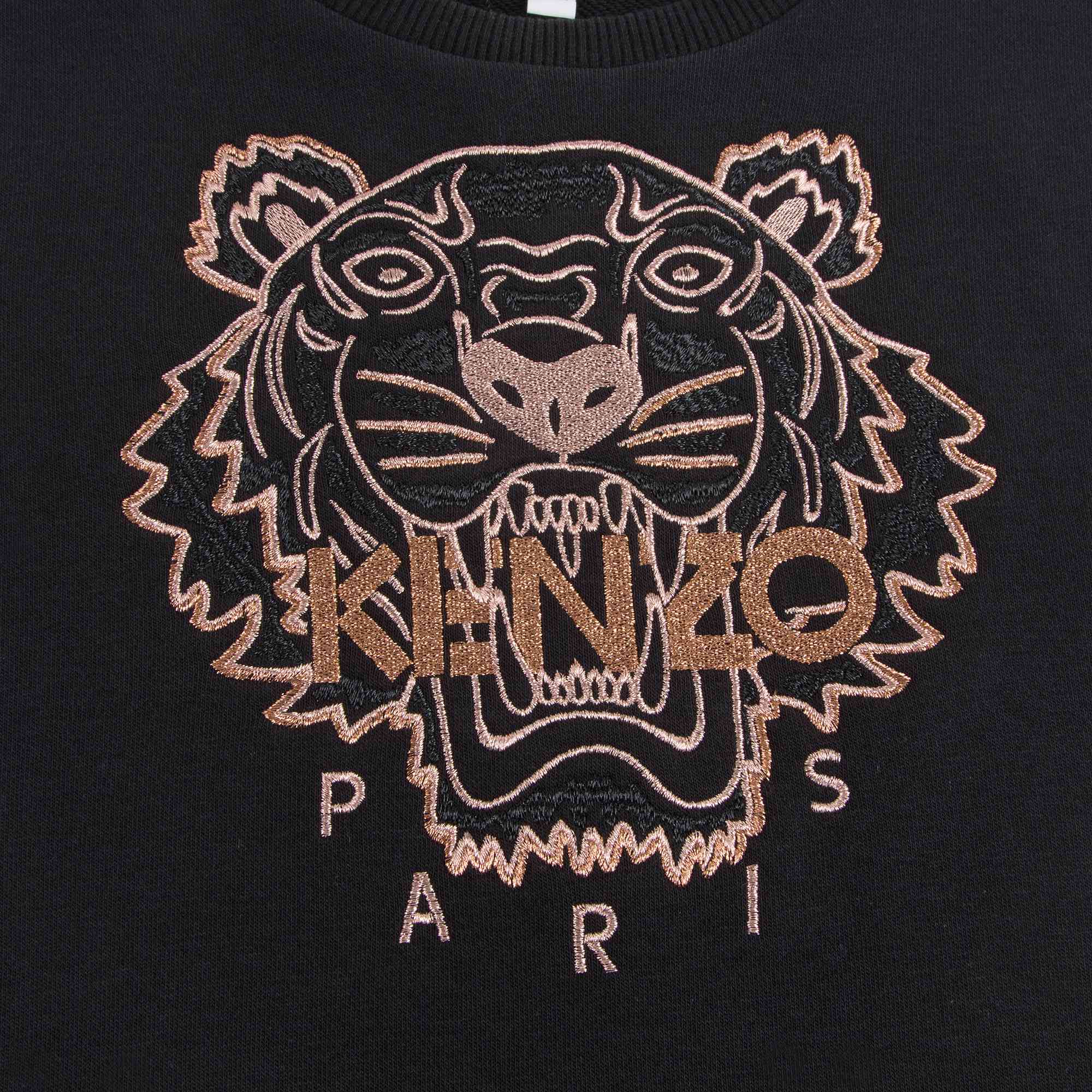 Girls Black Tiger Printed Cotton Dress