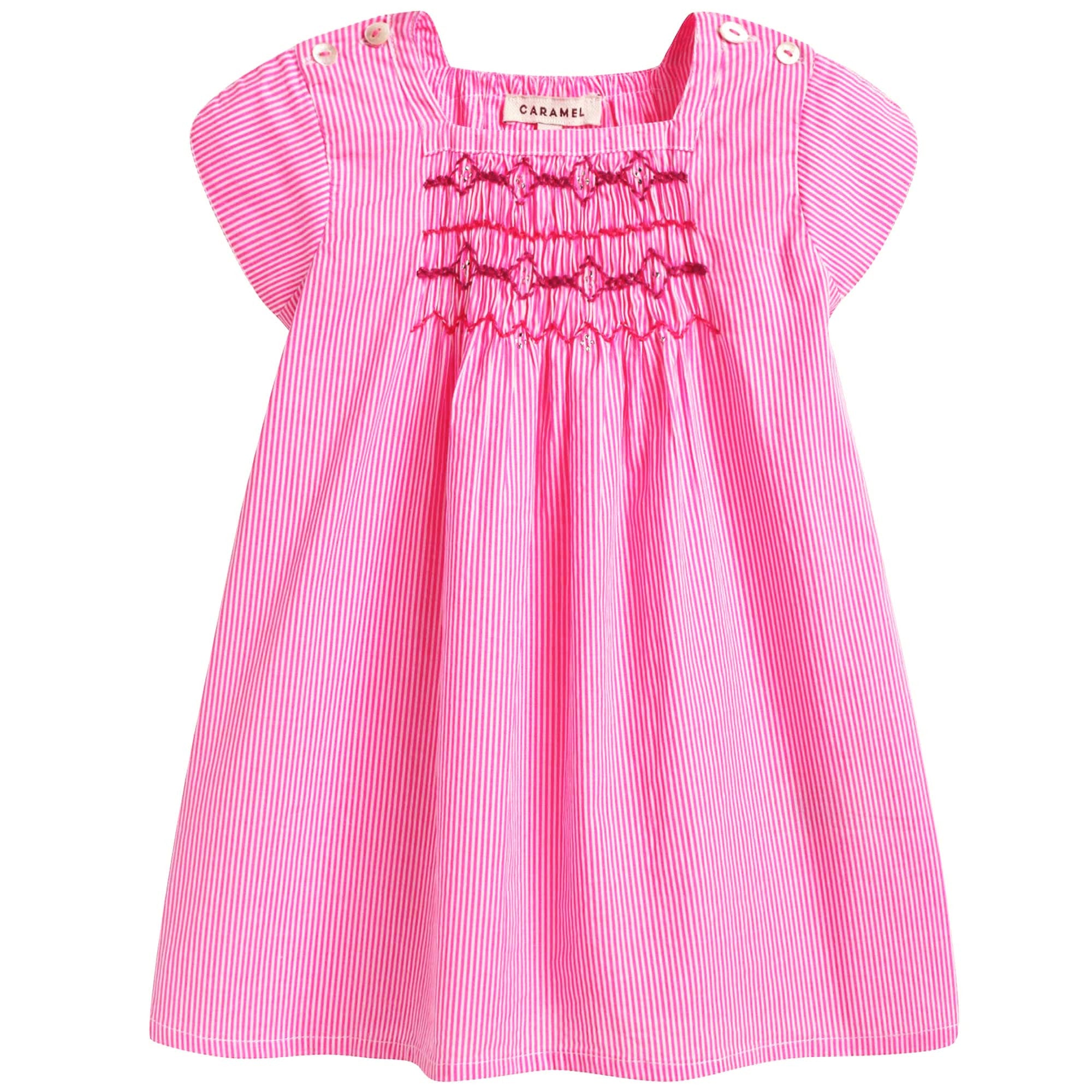 Baby Girls Pink Striped Cotton Dress