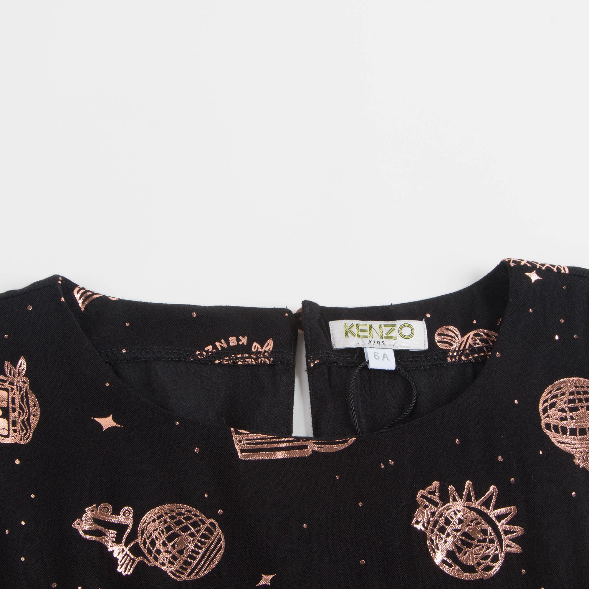 Girls Black Tiger Printed Dress