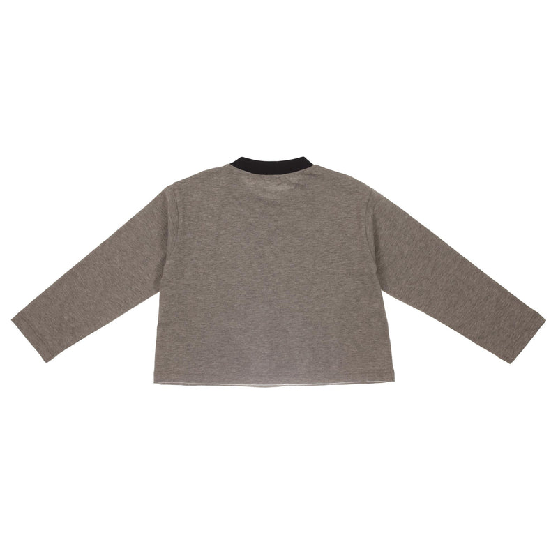 Girls Grey Fancy Printed Trims Cotton T-Shirt - CÉMAROSE | Children's Fashion Store - 2