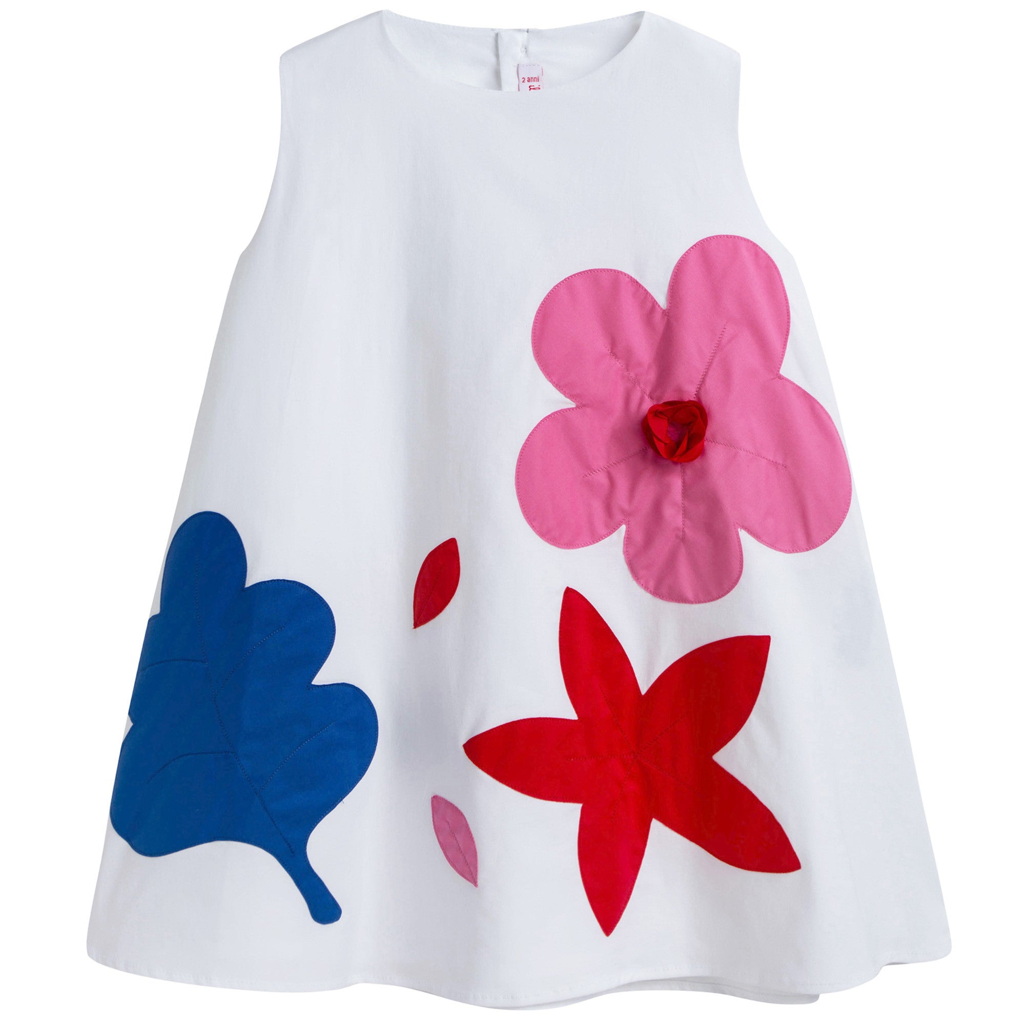Girls White Flower Printed Dress