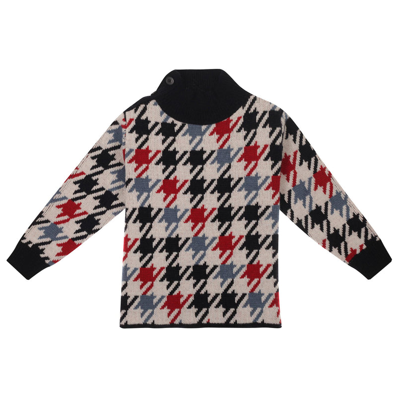Girls Multicolor Striped Trims Wool Sweater - CÉMAROSE | Children's Fashion Store - 1