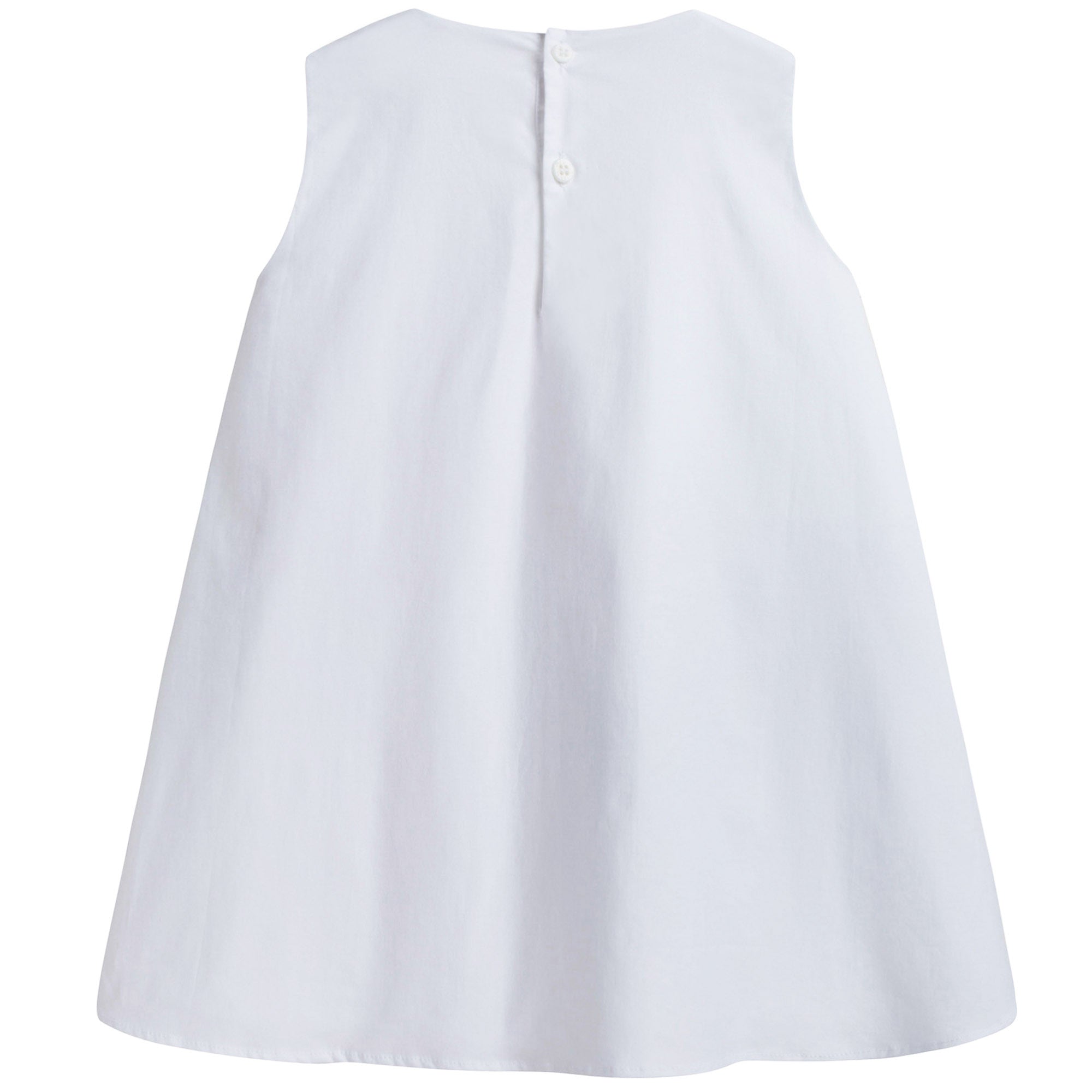 Girls White Flower Printed Dress