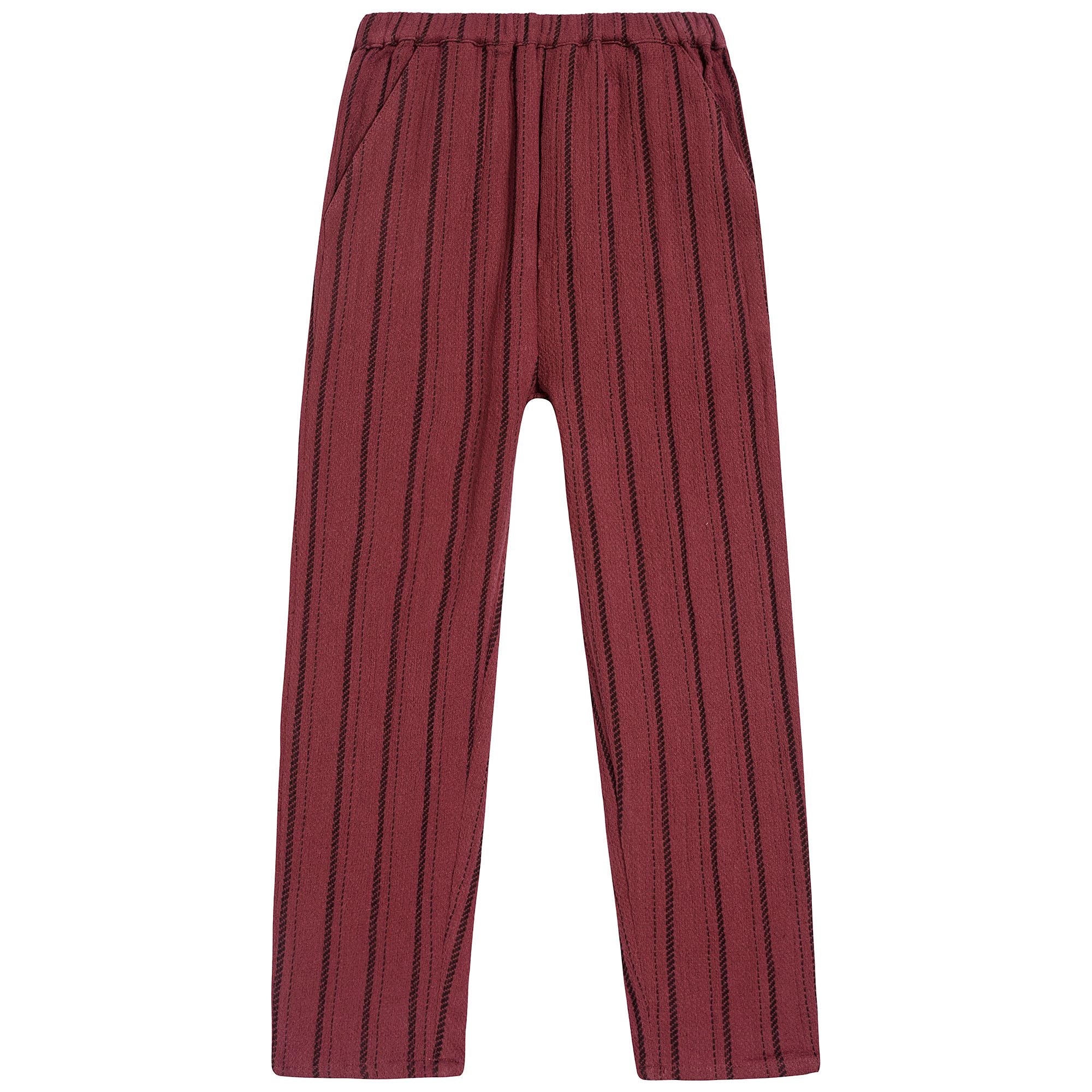 Girls Brick Red Stripe Cotton Trousers