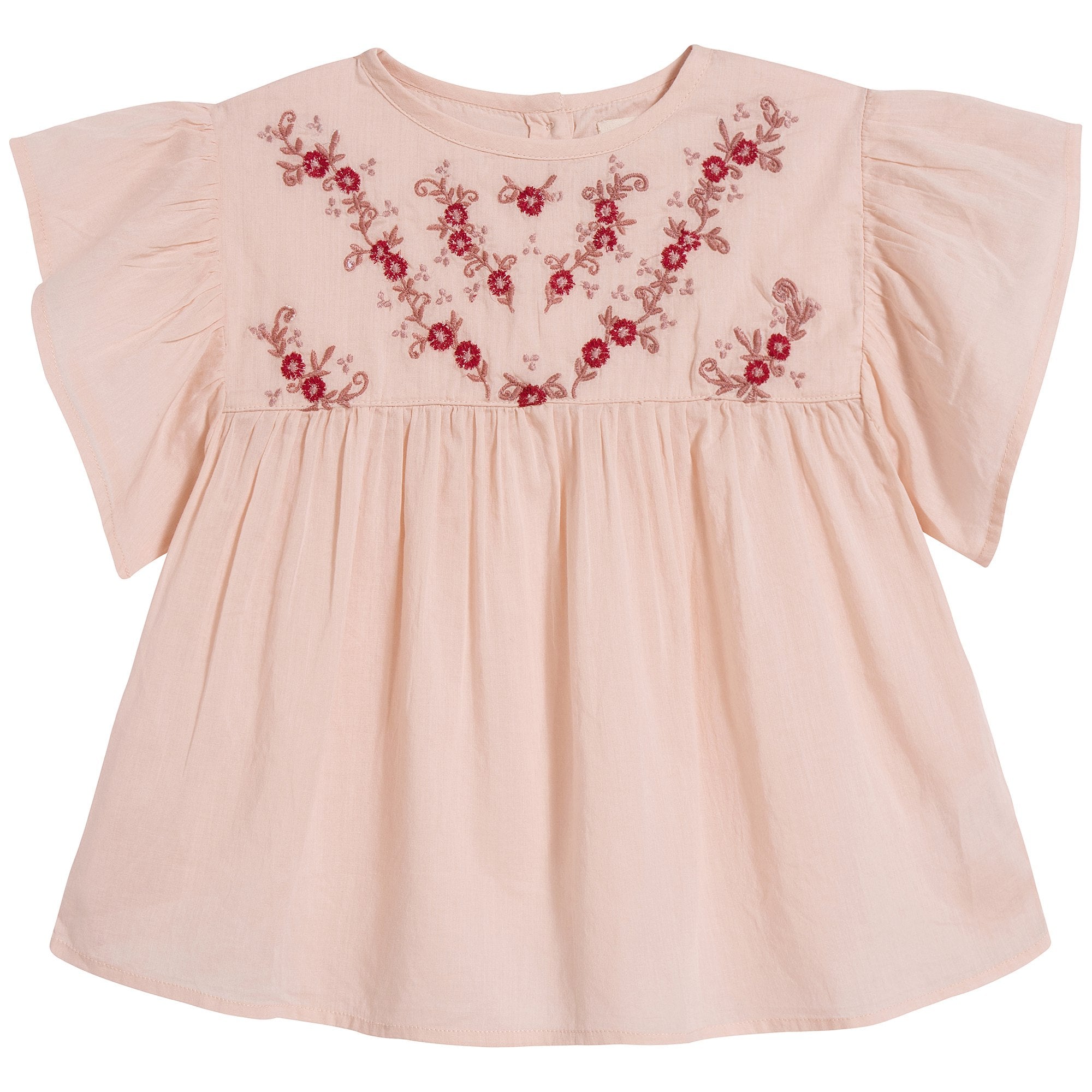 Girls Pink Embroidered Cotton Top