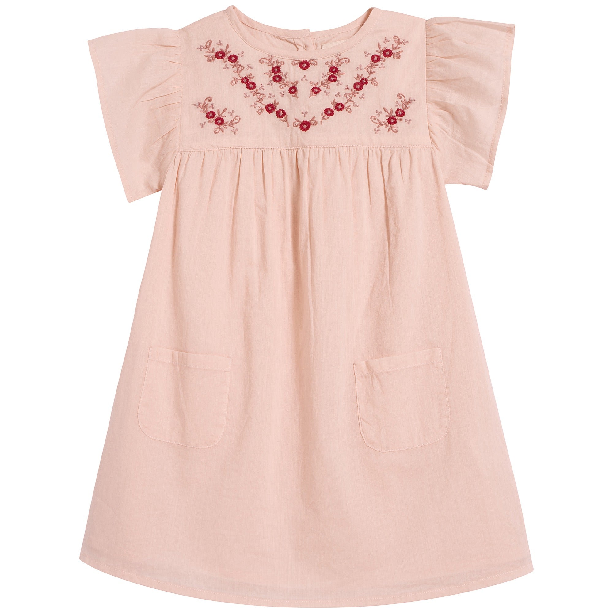 Baby Girls Pink Embroidered Cotton Dress