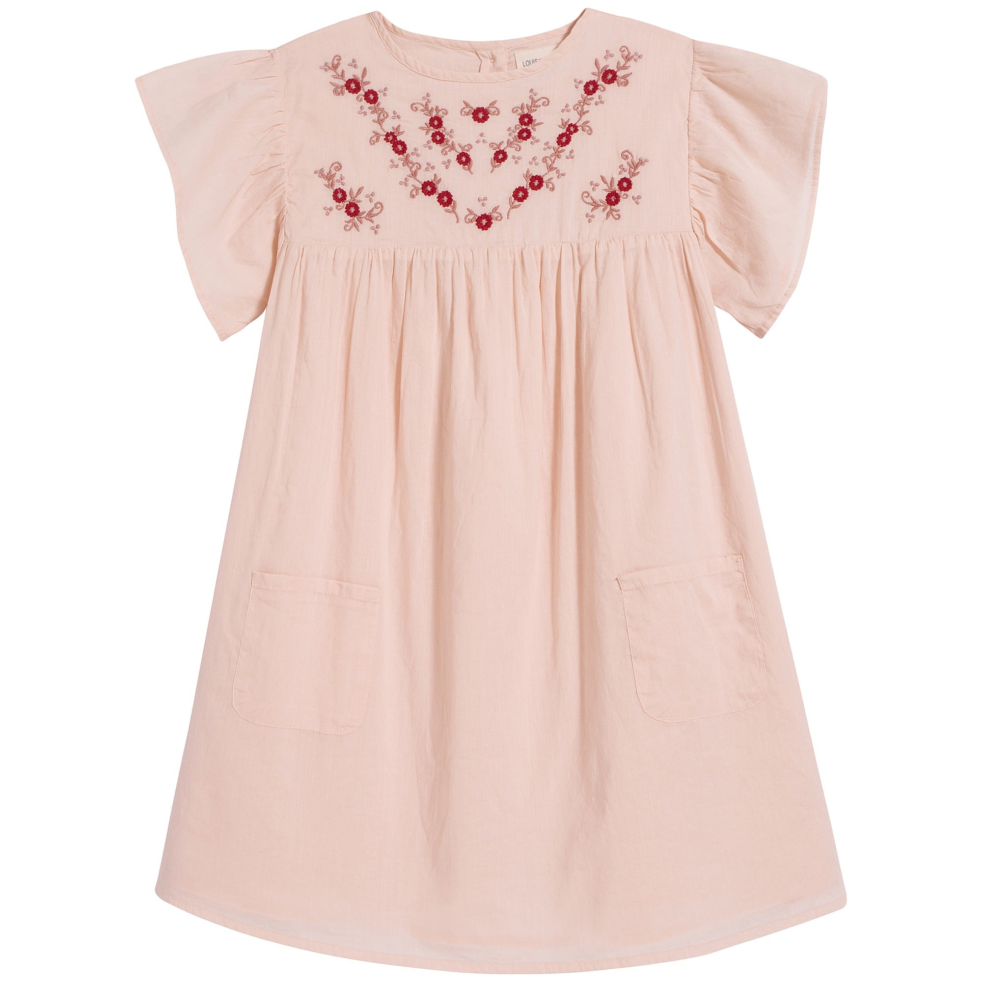 Girls Pink Embroidered Cotton Dress