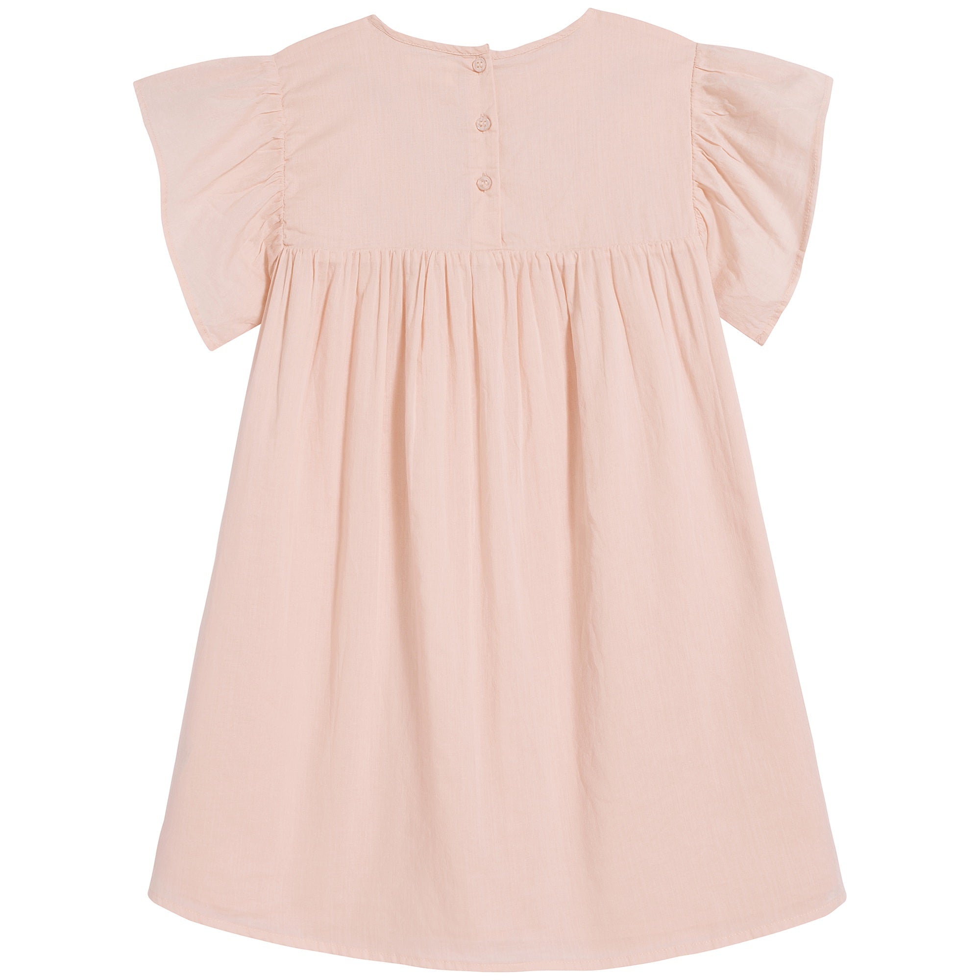 Girls Pink Embroidered Cotton Dress