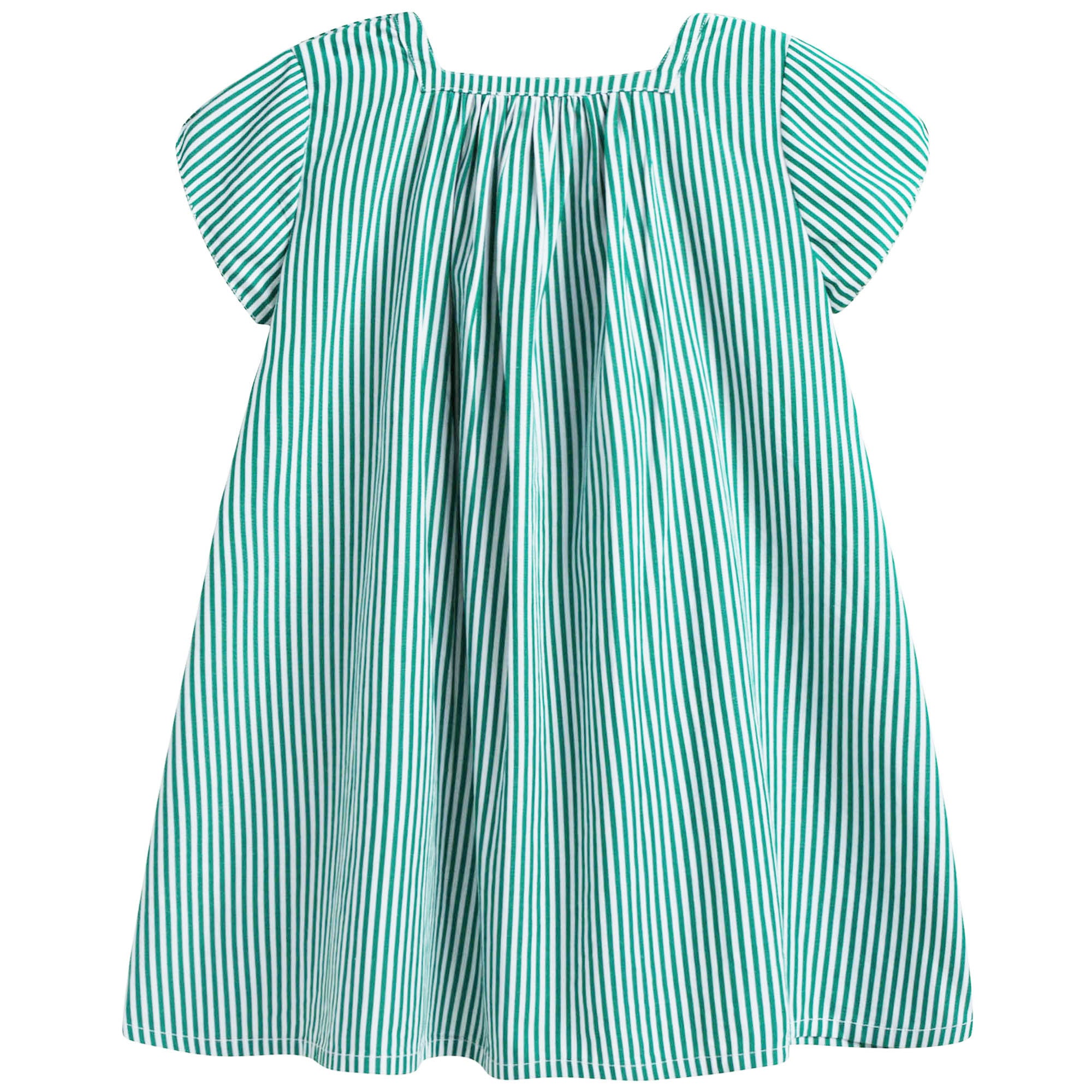 Girls Green Striped Dress