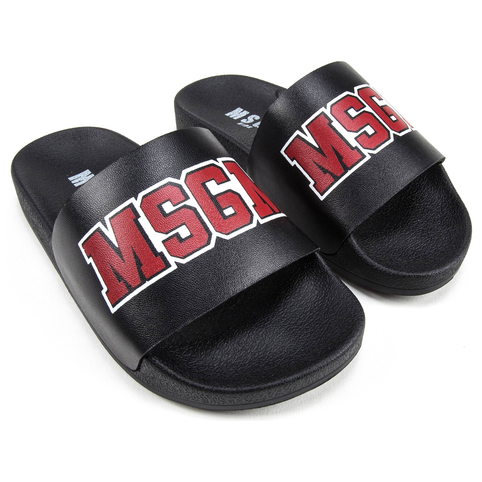 Girls & Boys Black Logo Slipper