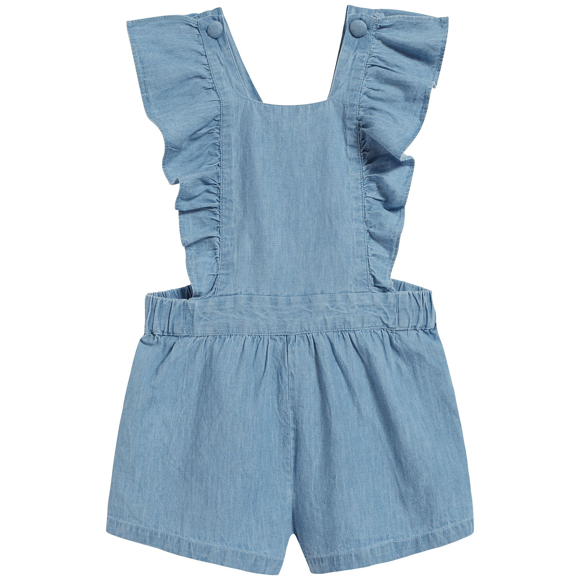 Girls Blue Cotton Strap Shorts