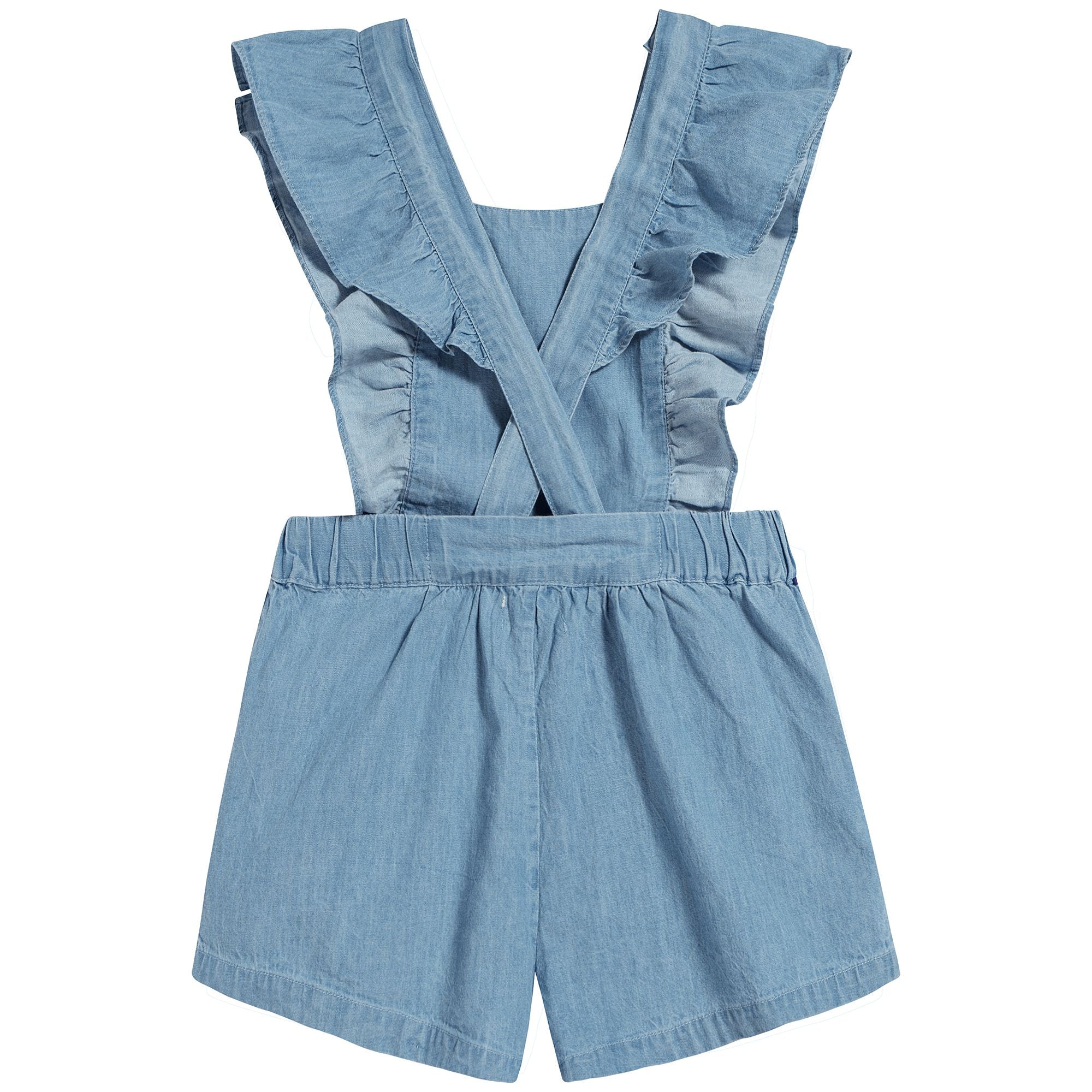 Girls Blue Cotton Strap Shorts