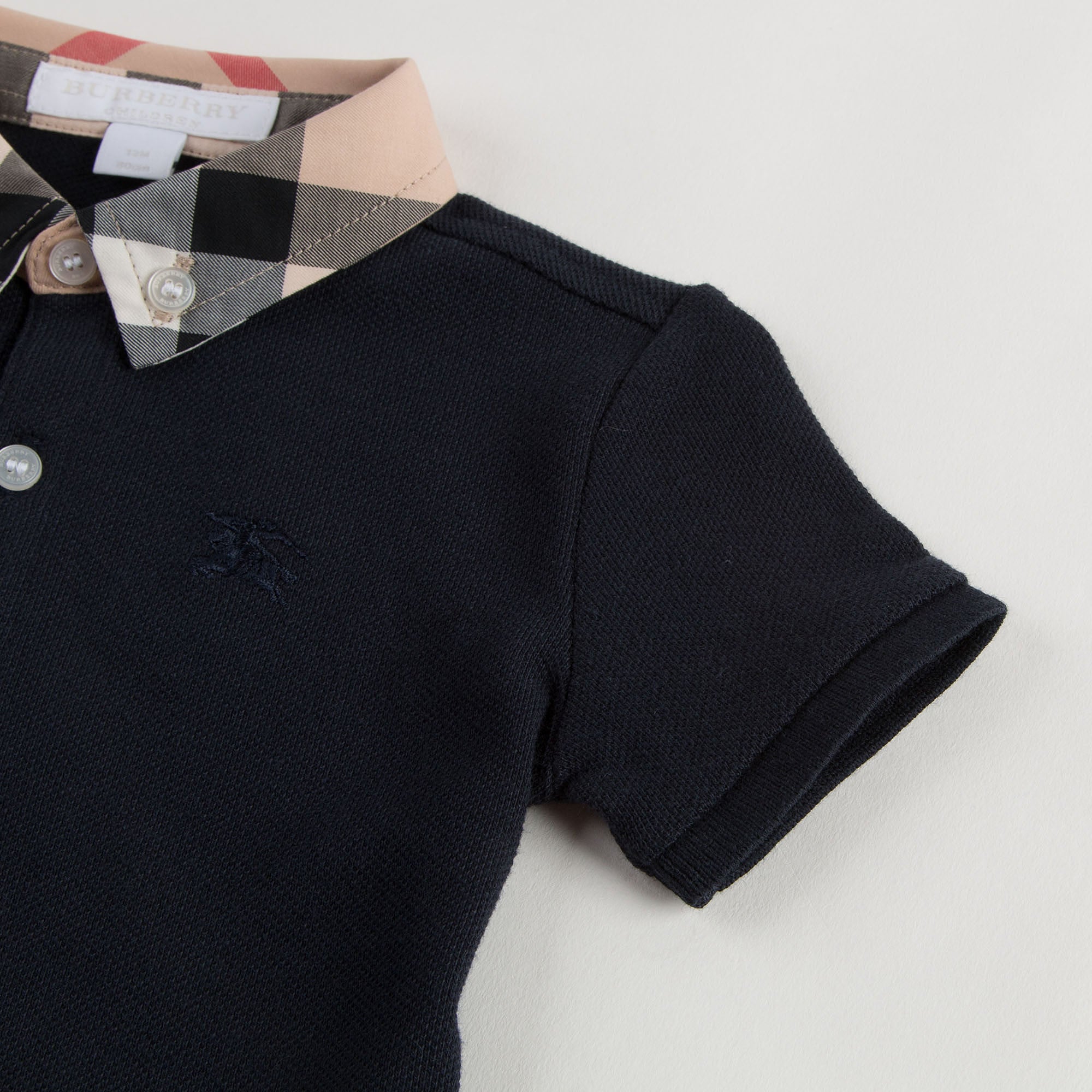 Baby Boys Navy Blue Polo Shirt With Check Collar - CÉMAROSE | Children's Fashion Store - 4