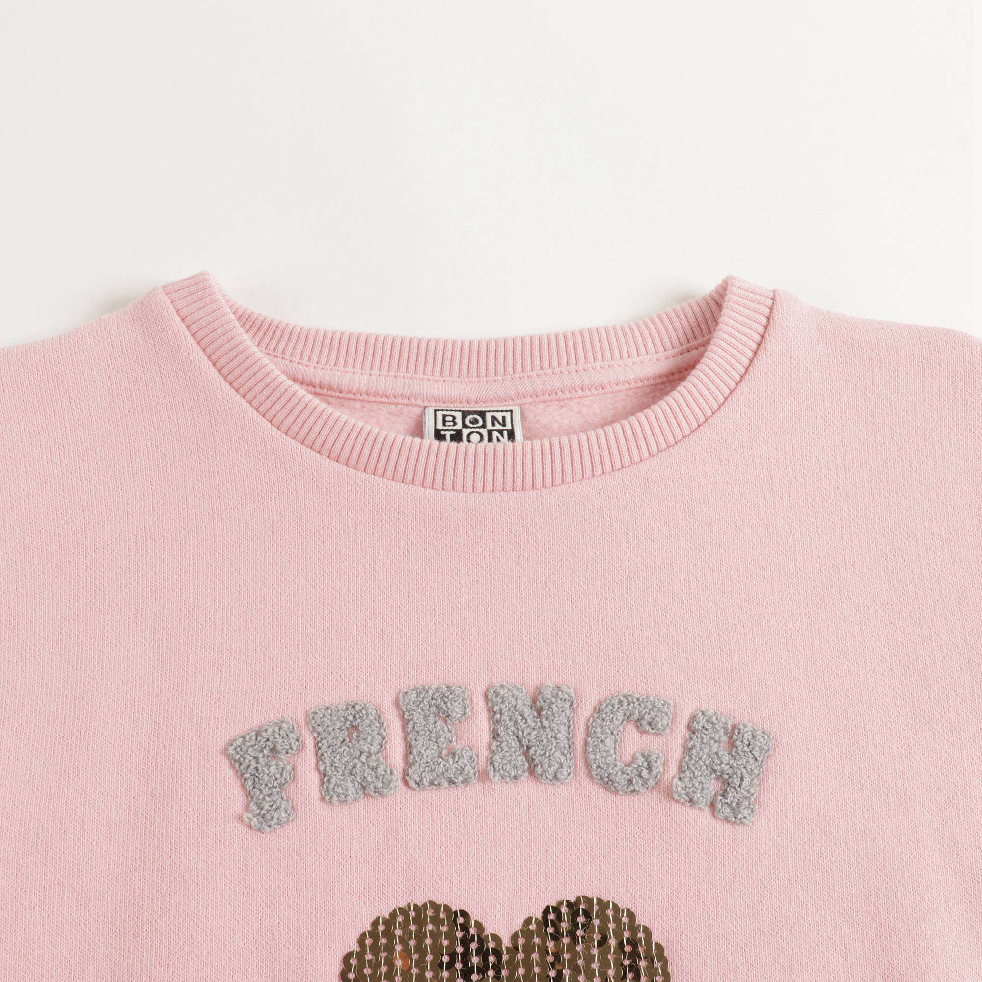 Girls Light Pink Heart Sweatshirt