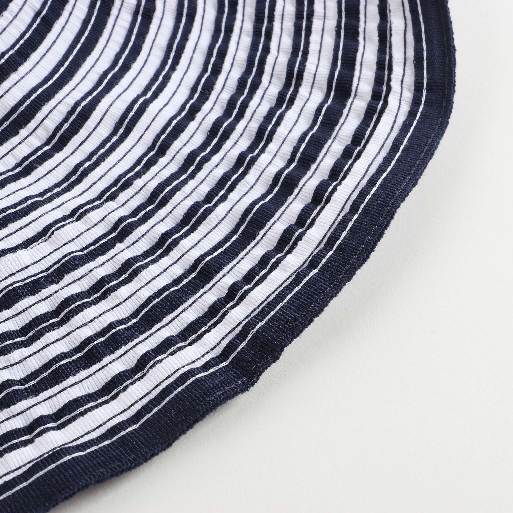 Girls White & Dark Blue Cotton Hat