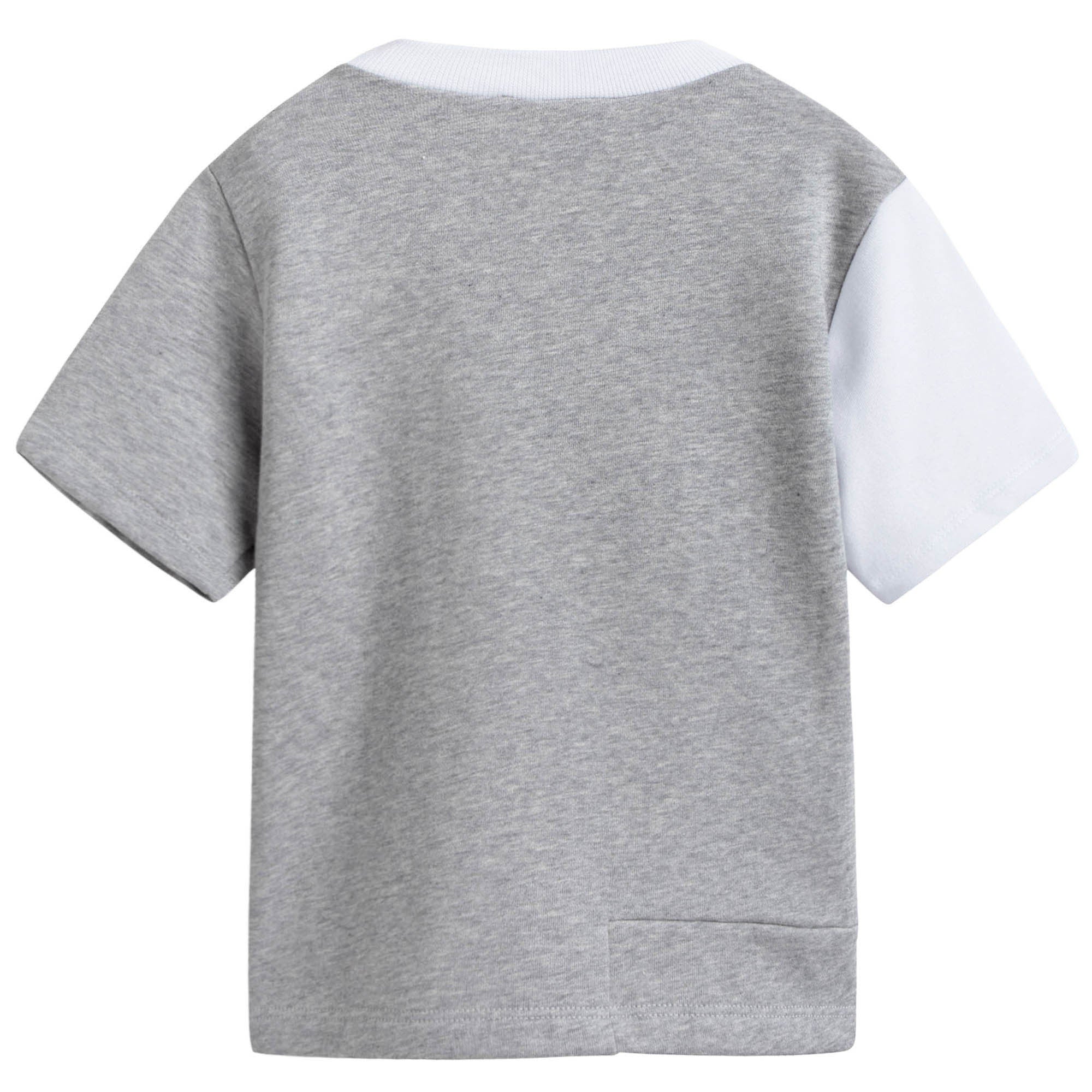 Girls Grey & White Printed Cotton T-shirt