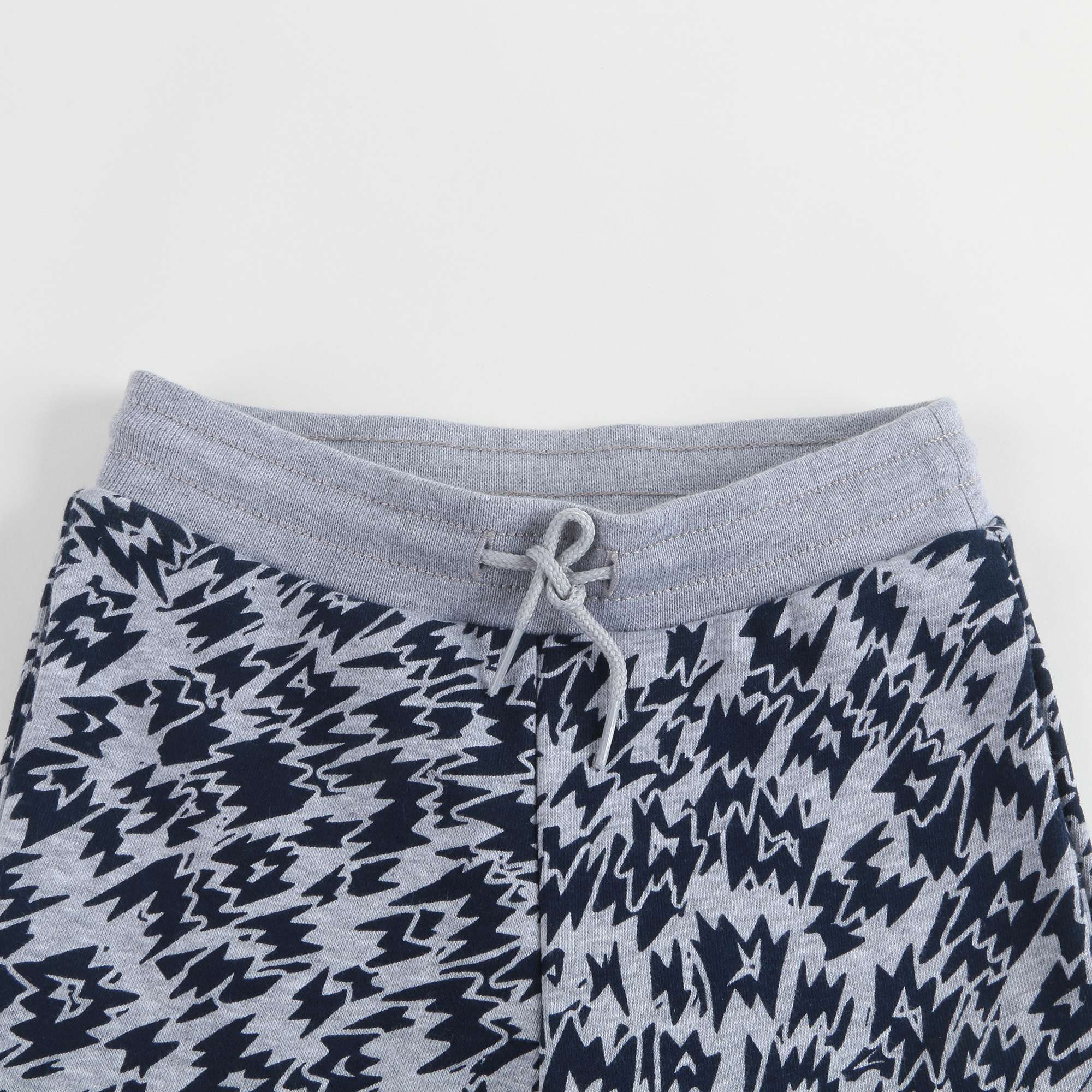 Girls Marl Grey Printed Cotton Trousers