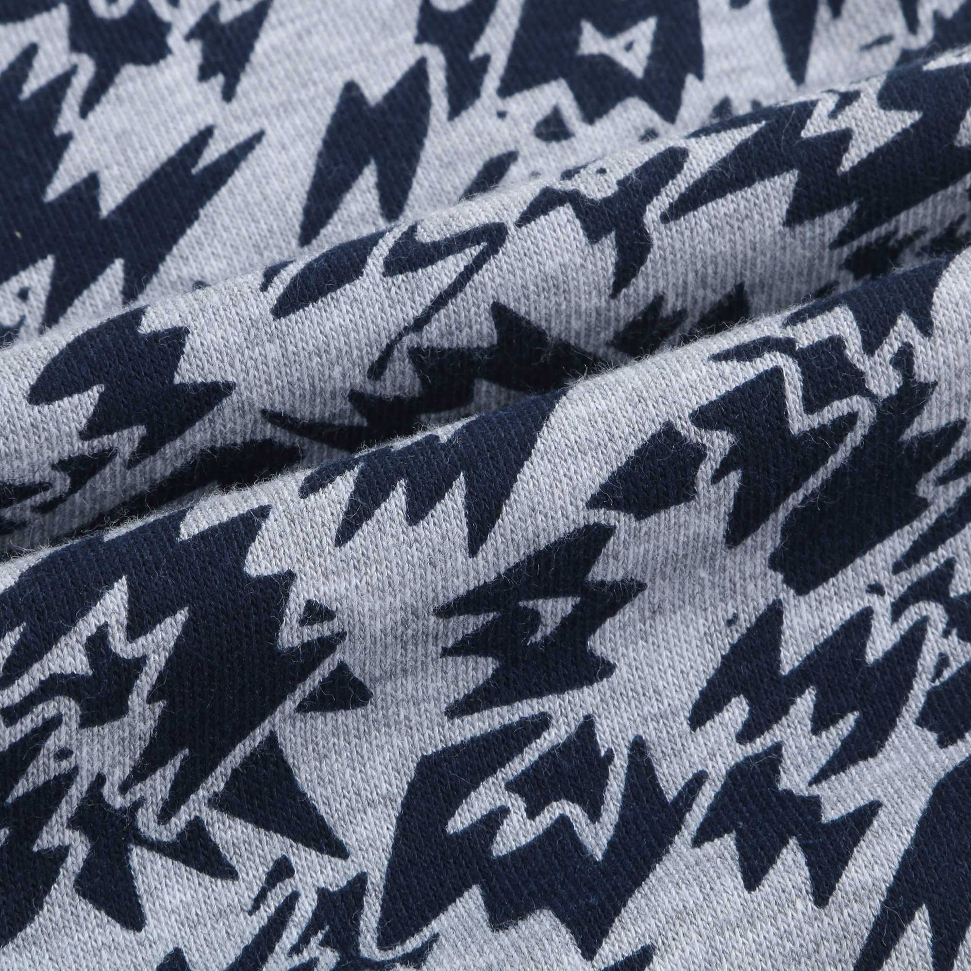 Girls Marl Grey Printed Cotton Trousers