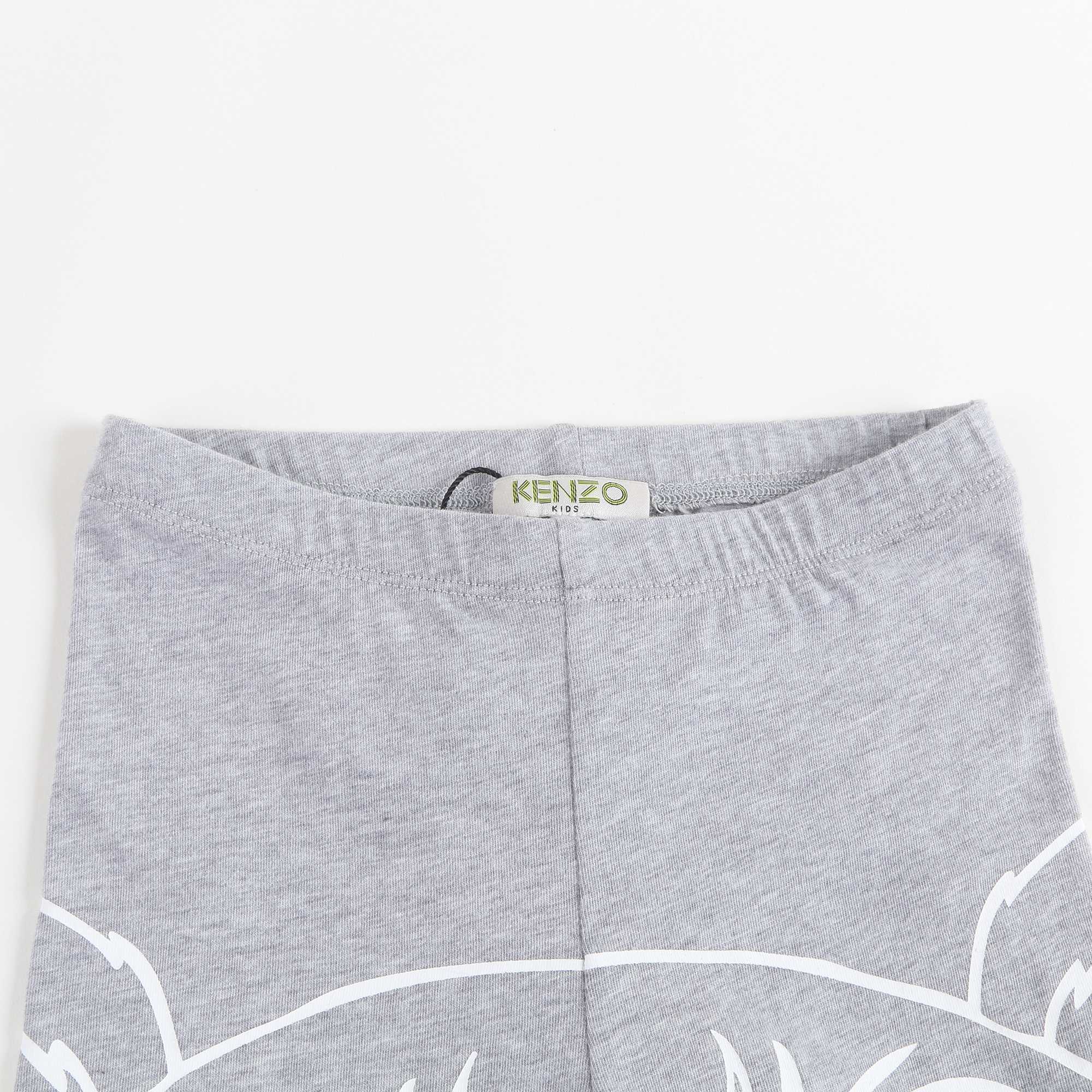 Girls Marl Grey Tiger Logo Cotton Legginge