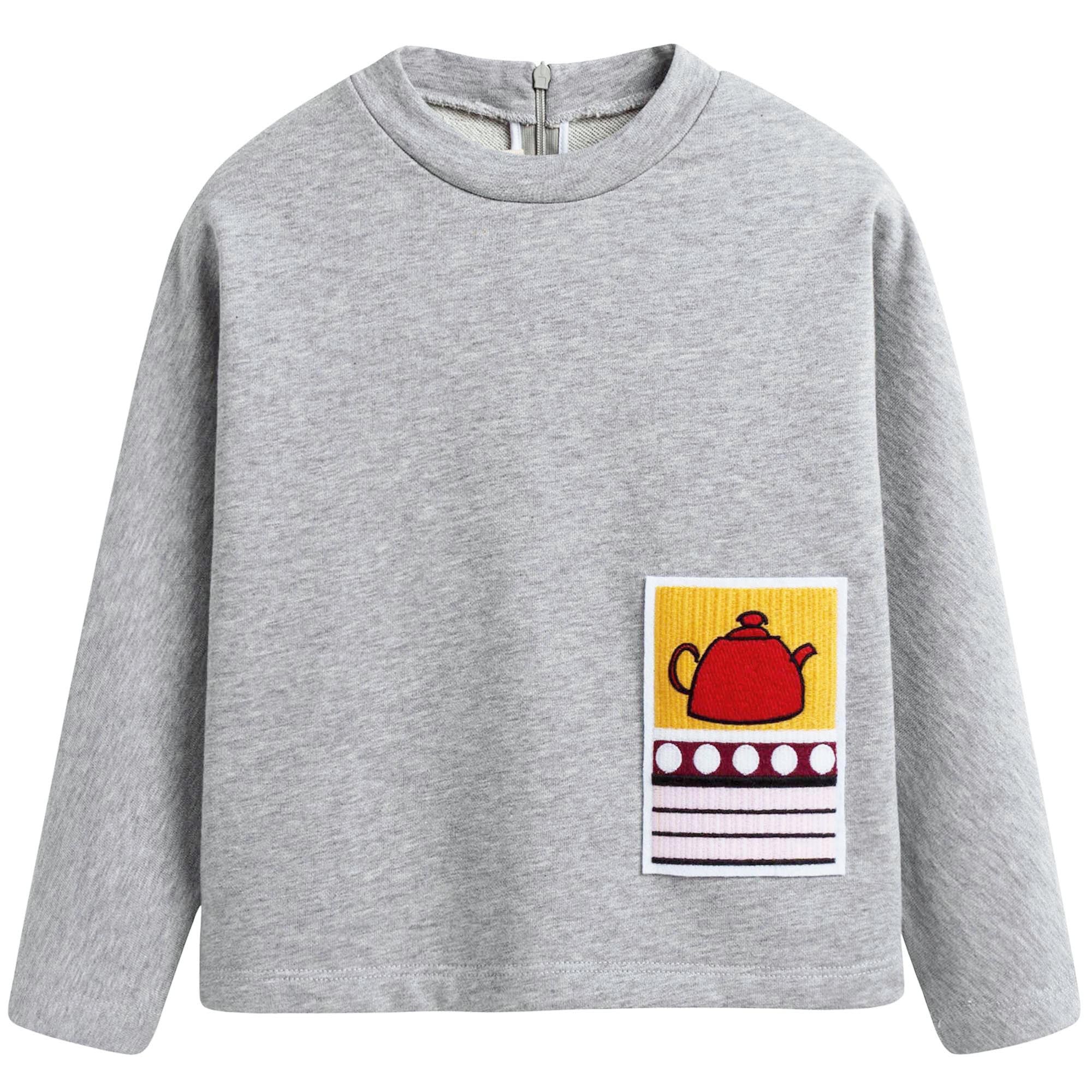Girls Grey Cotton Sweatshirt