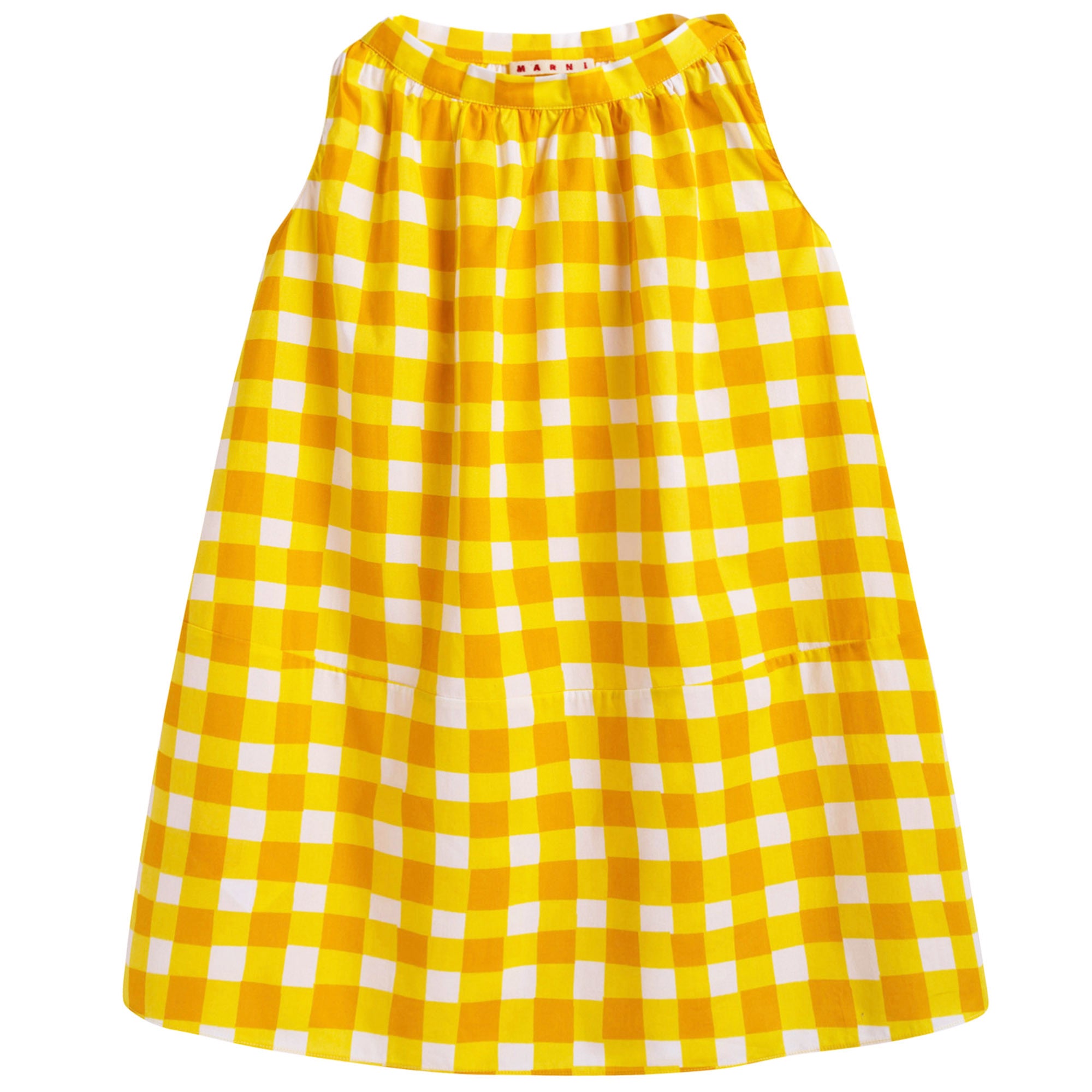 Girls Yellow Checked Dress