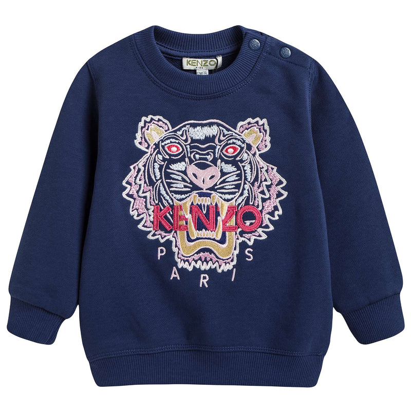 Baby Girls Blue Tiger Sweatshirt